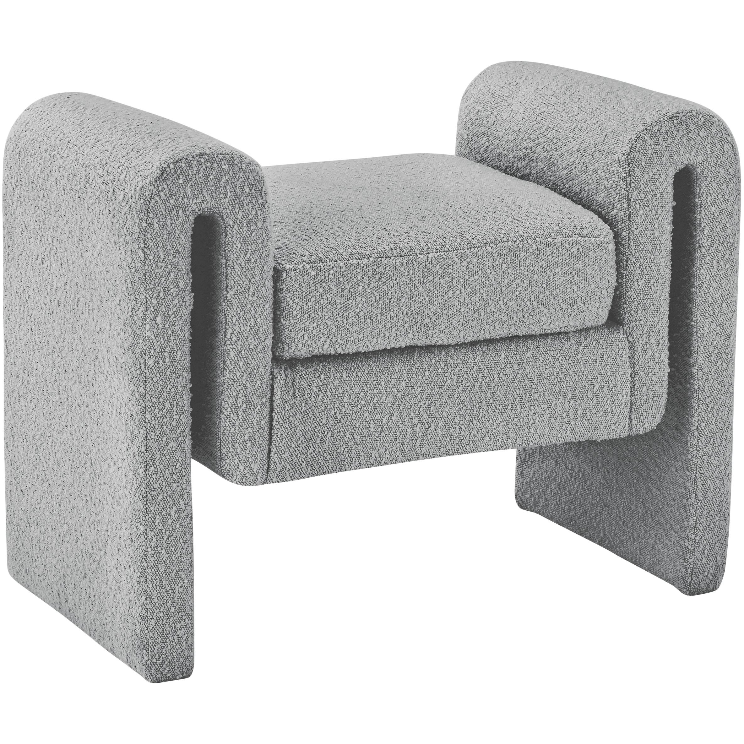 Meridian Stylus Grey Boucle Fabric Bench