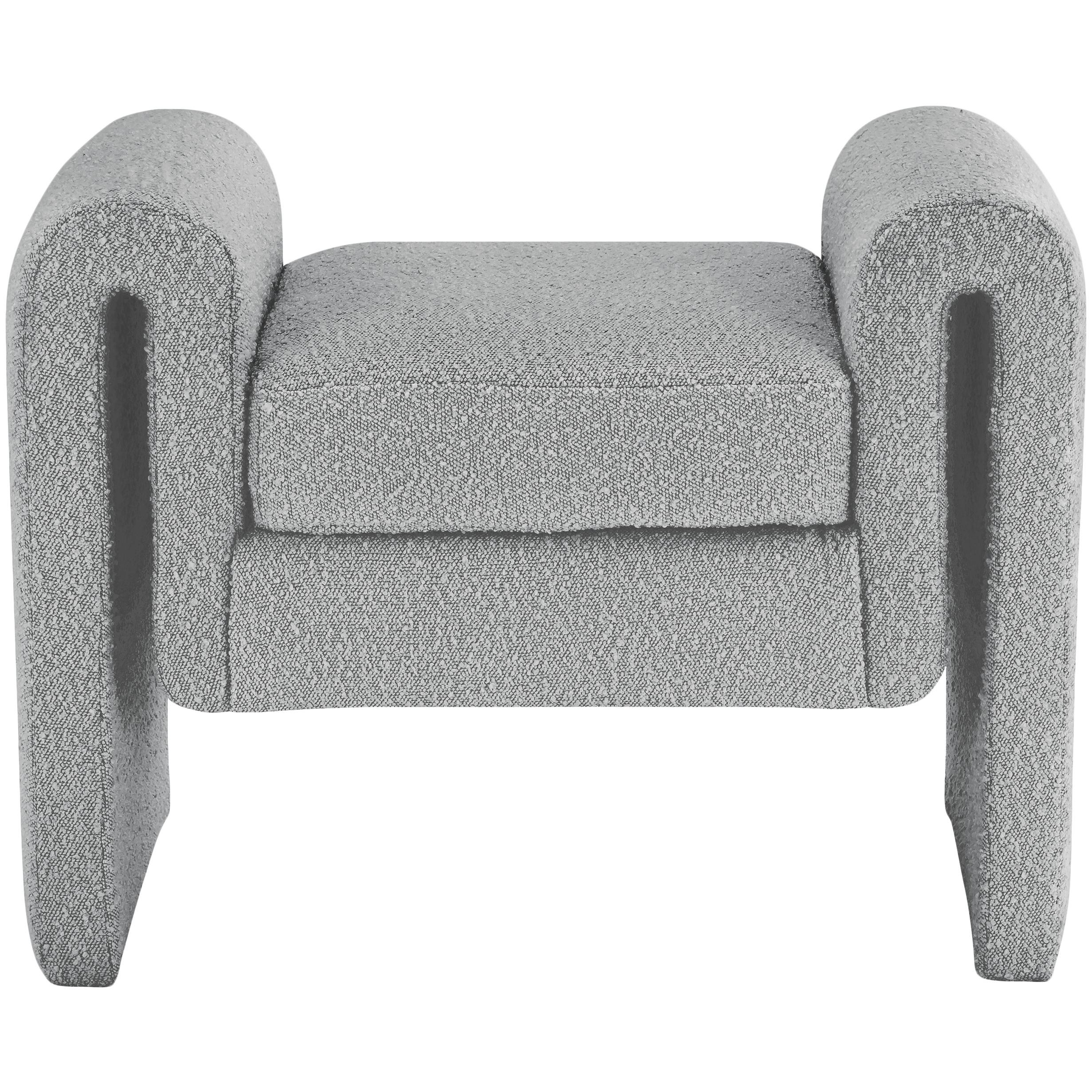 Meridian Stylus Grey Boucle Fabric Bench