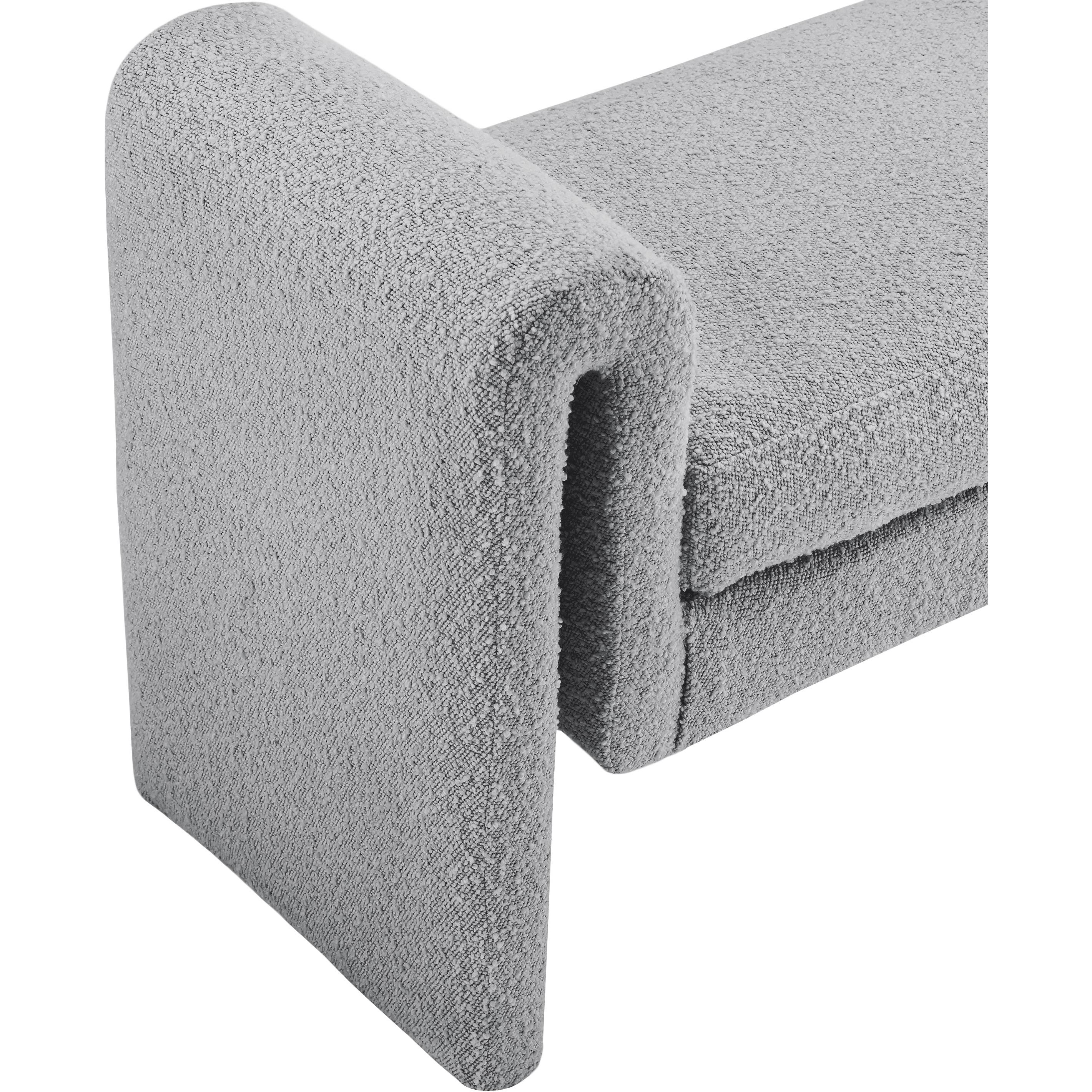 Meridian Stylus Grey Boucle Fabric Bench