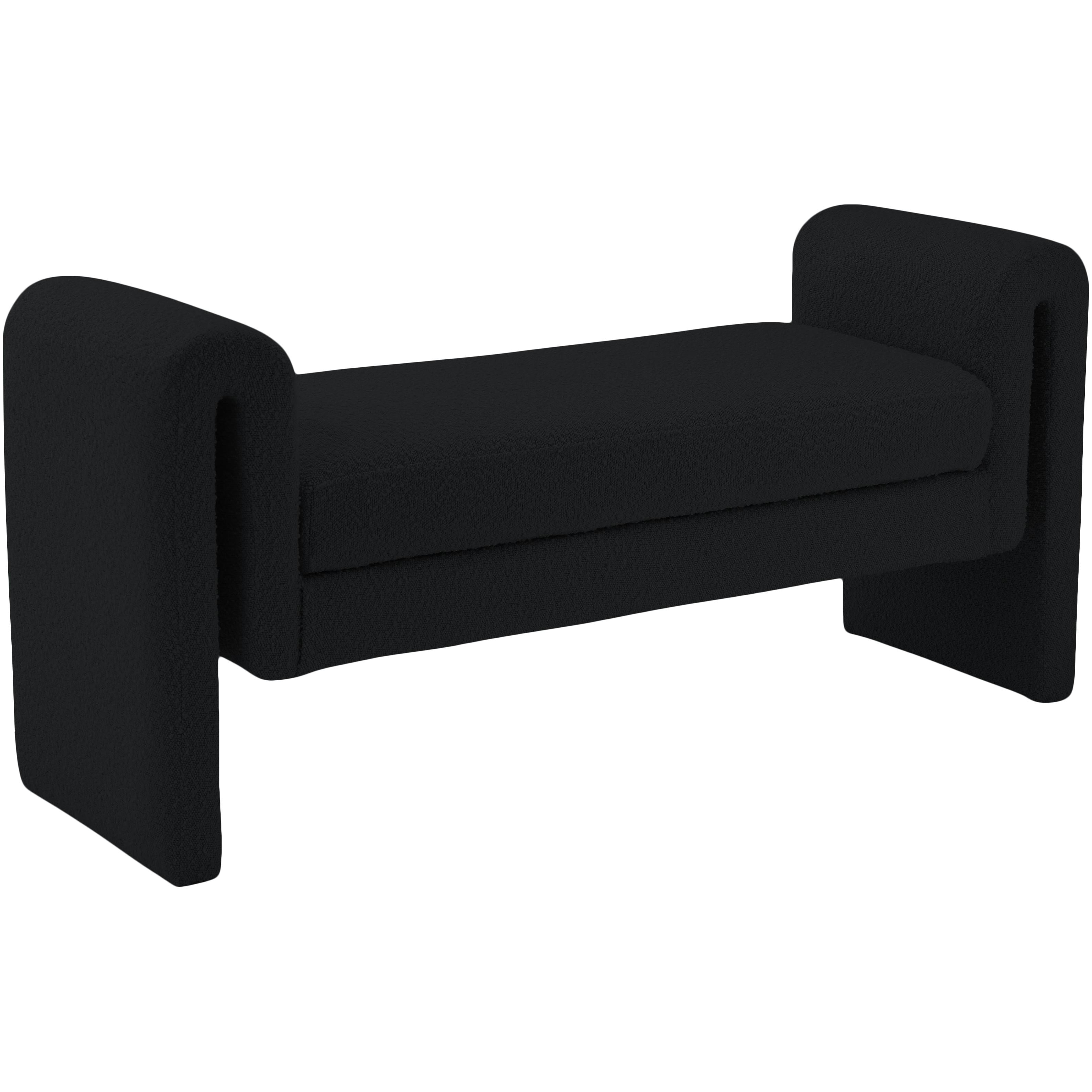 Meridian Stylus Black Boucle Fabric Bench