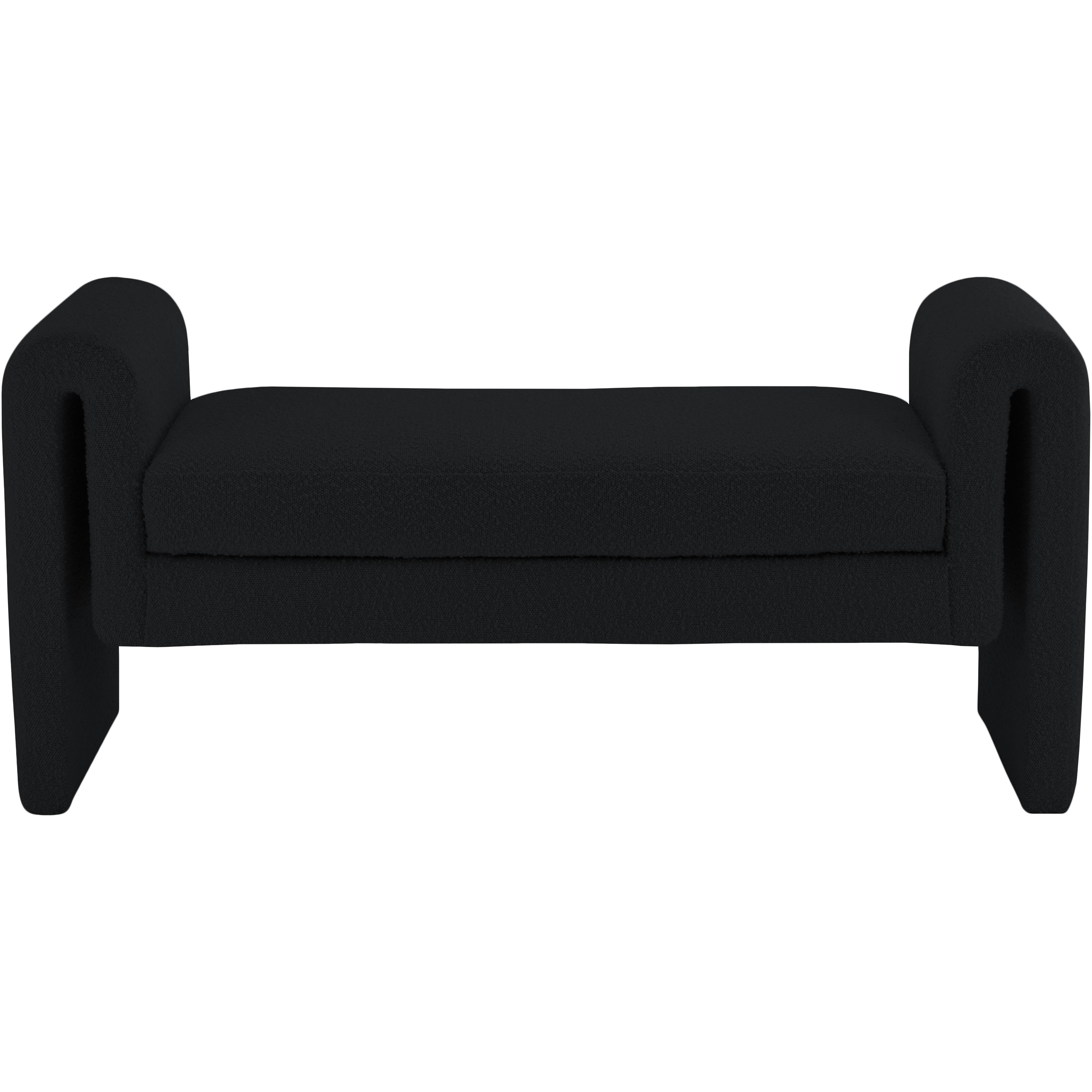 Meridian Stylus Black Boucle Fabric Bench