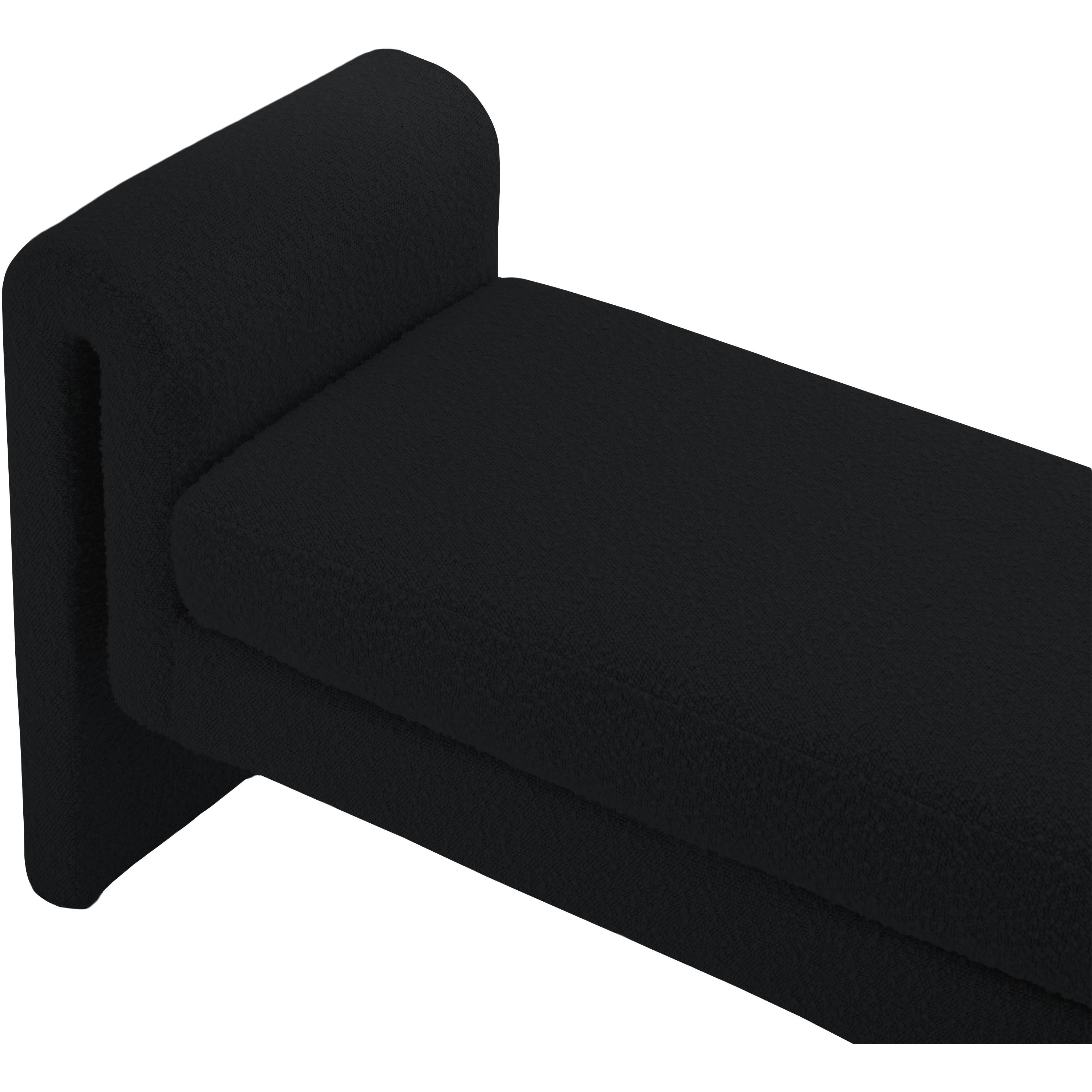 Meridian Stylus Black Boucle Fabric Bench