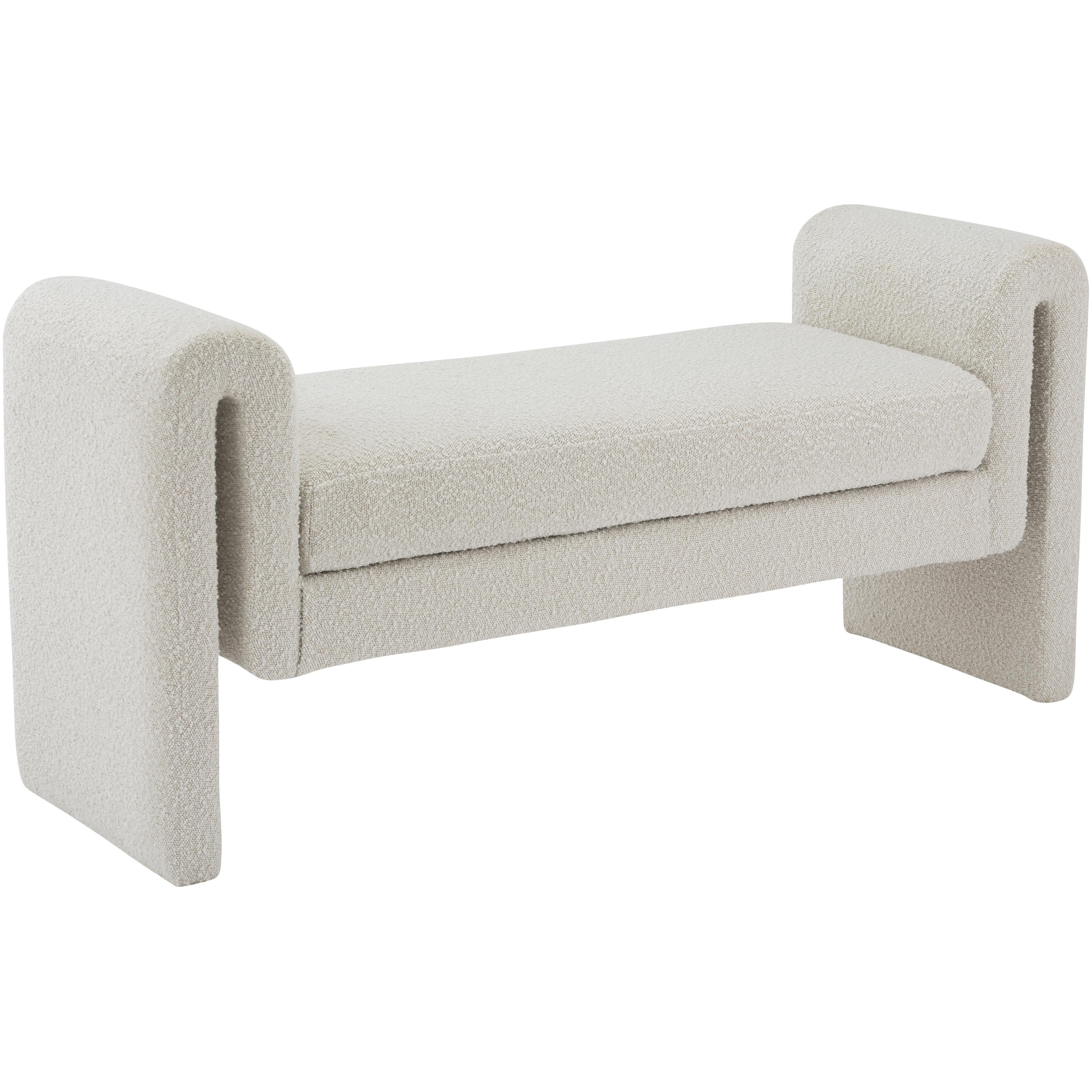 Meridian Stylus Cream Boucle Fabric Bench