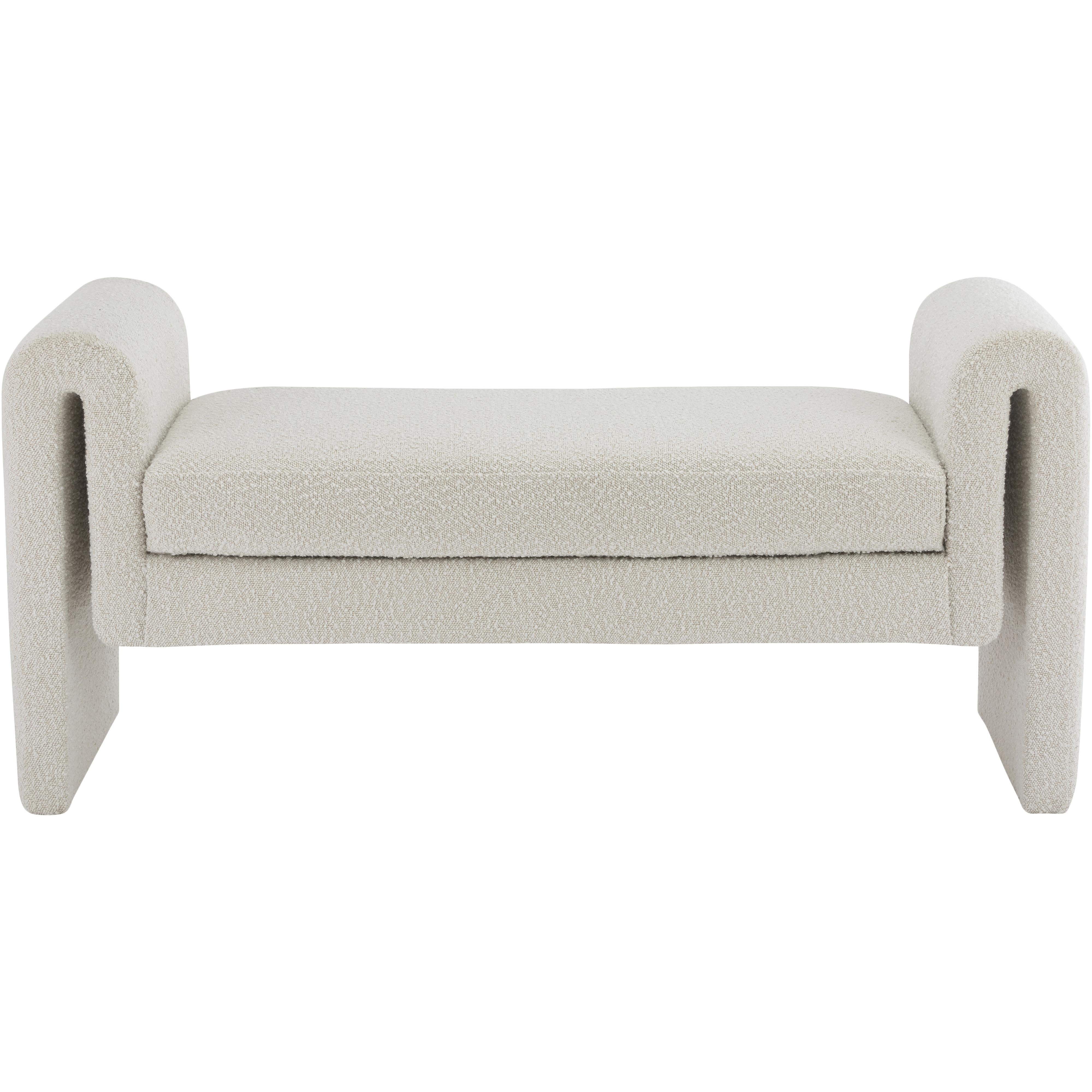 Meridian Stylus Cream Boucle Fabric Bench