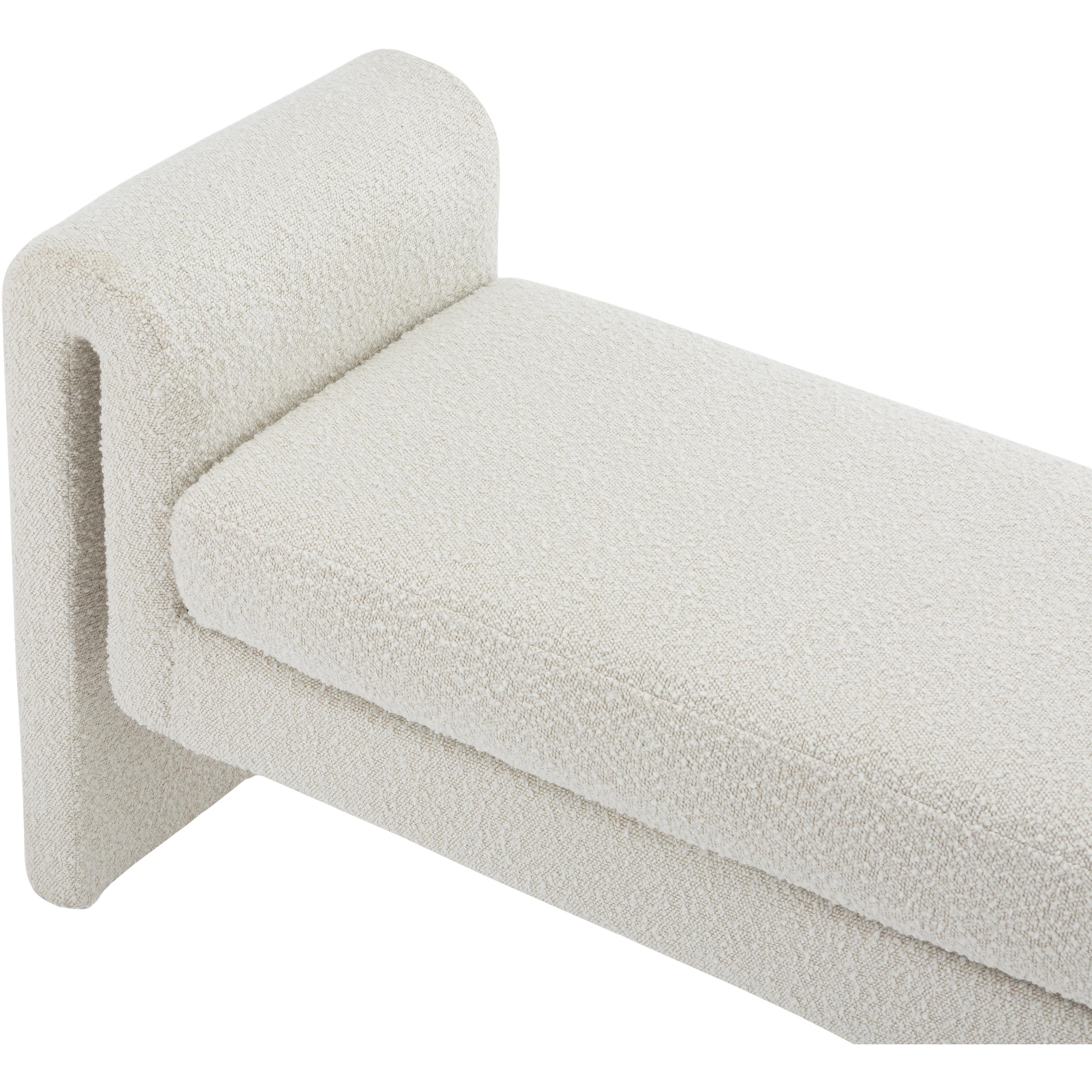 Meridian Stylus Cream Boucle Fabric Bench