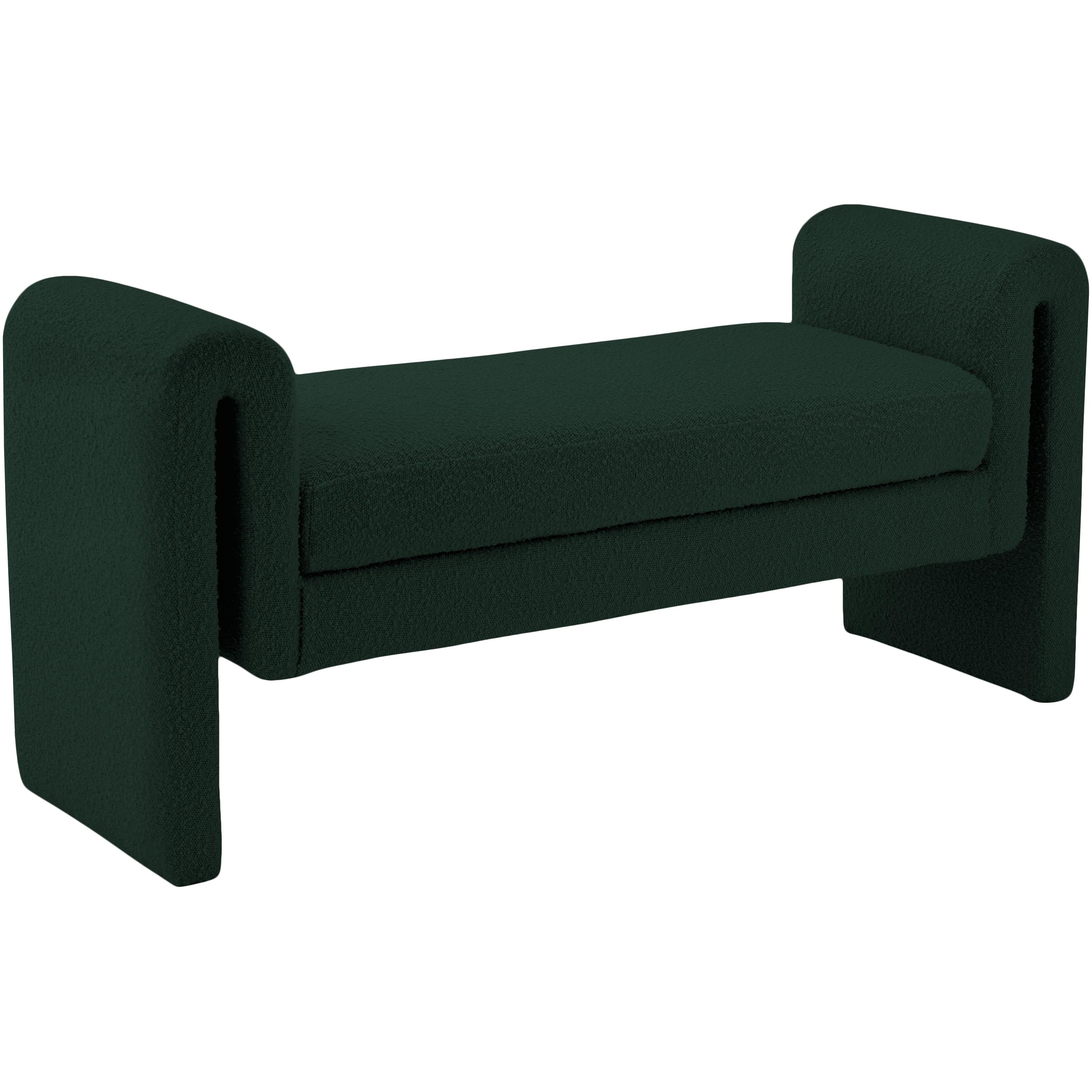 Meridian Stylus Green Boucle Fabric Bench