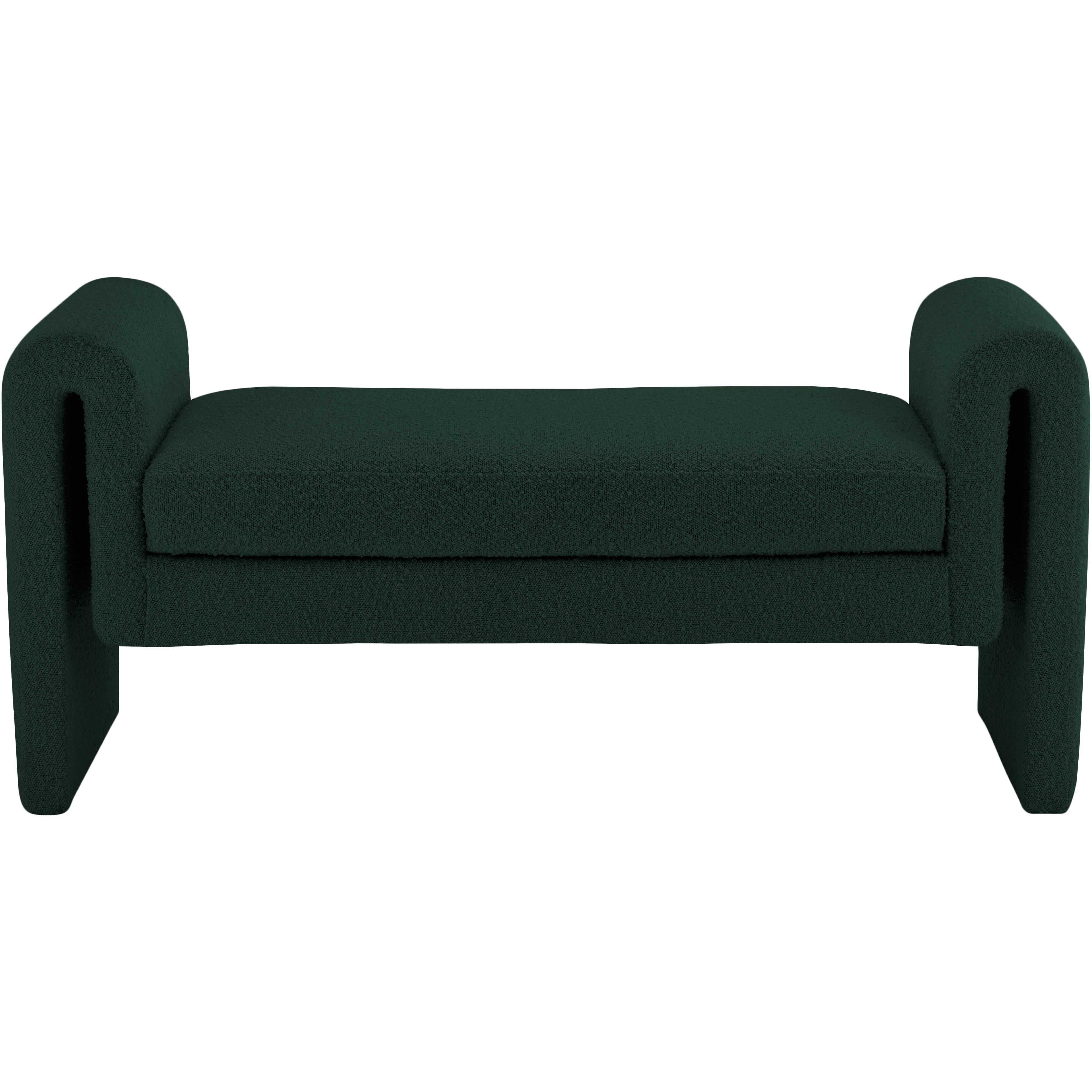 Meridian Stylus Green Boucle Fabric Bench