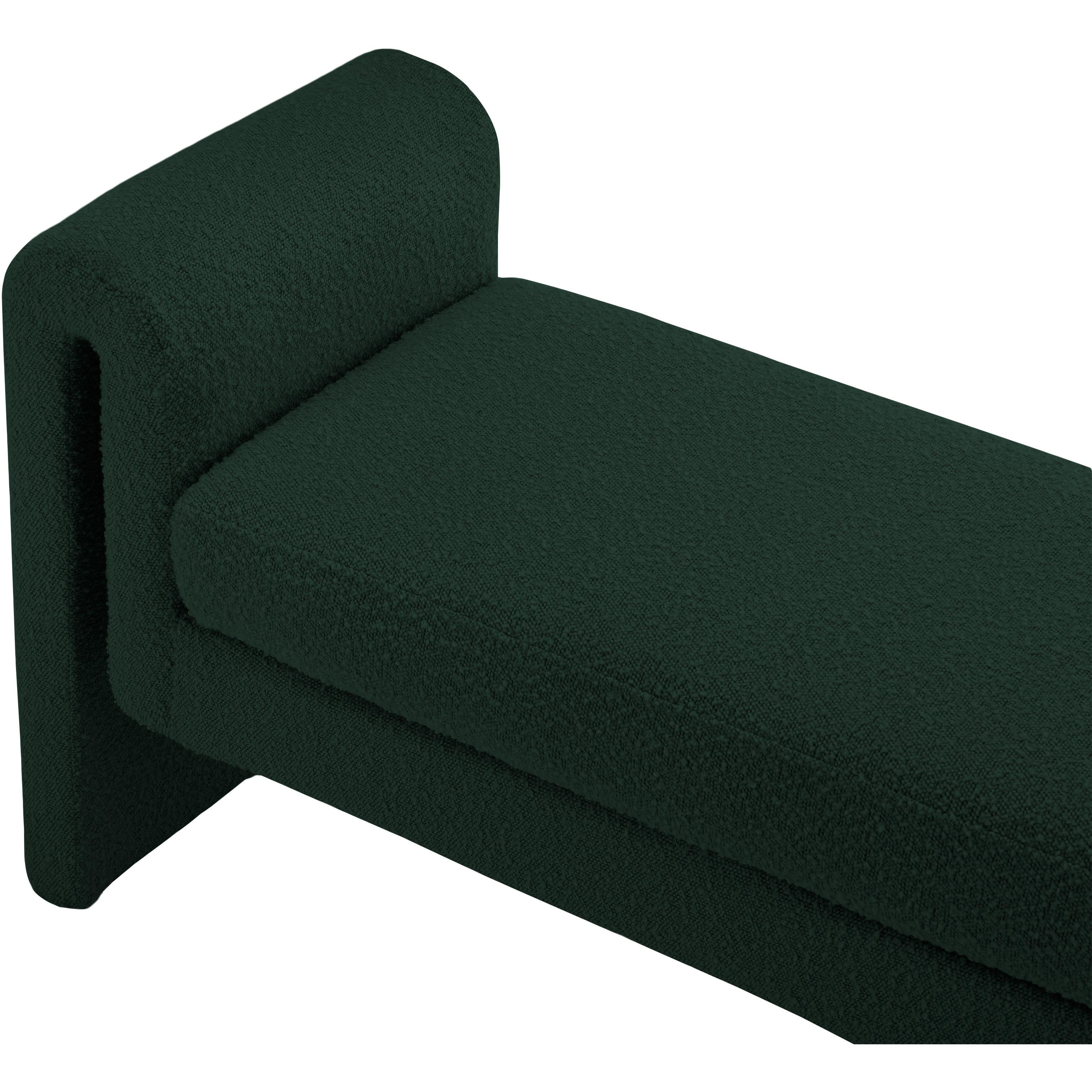 Meridian Stylus Green Boucle Fabric Bench