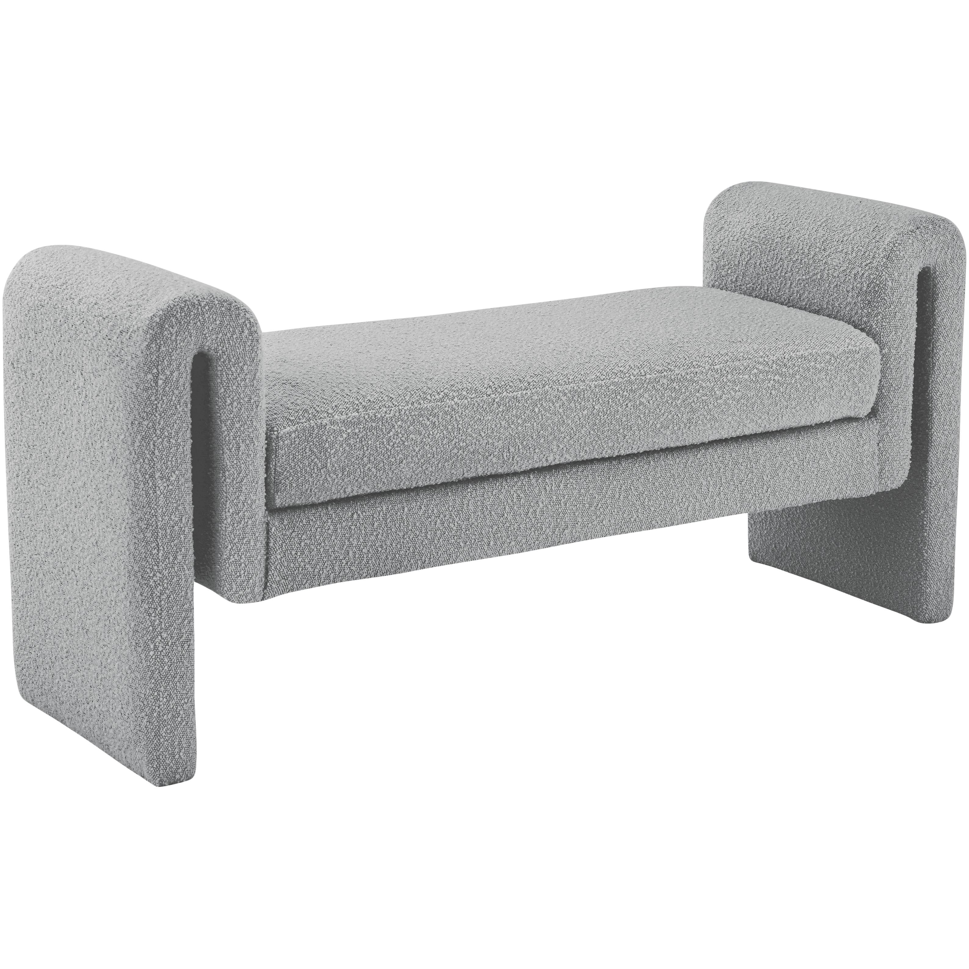 Meridian Stylus Grey Boucle Fabric Bench