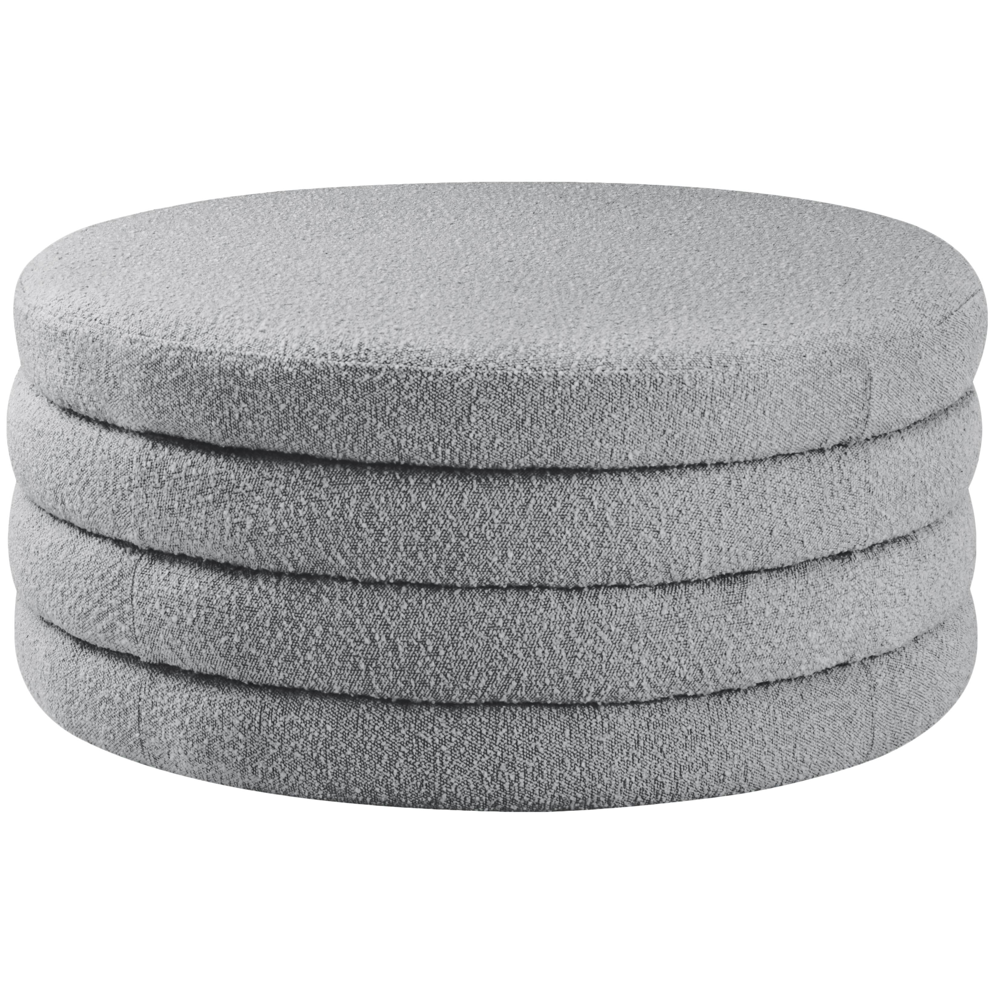 Meridian Aphia Grey Boucle Fabric Ottoman/Coffee Table