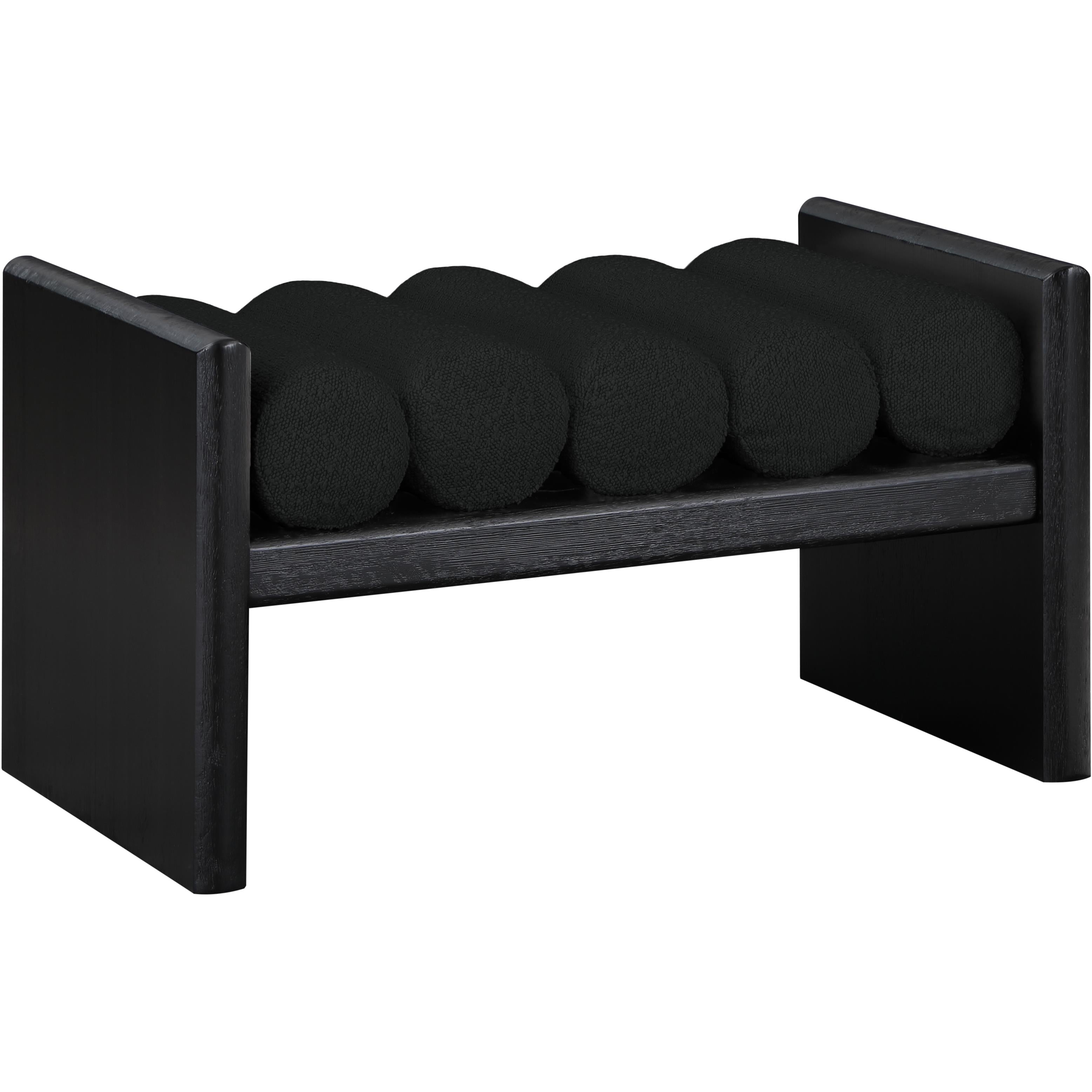 Meridian Waverly Black Boucle Fabric Bench