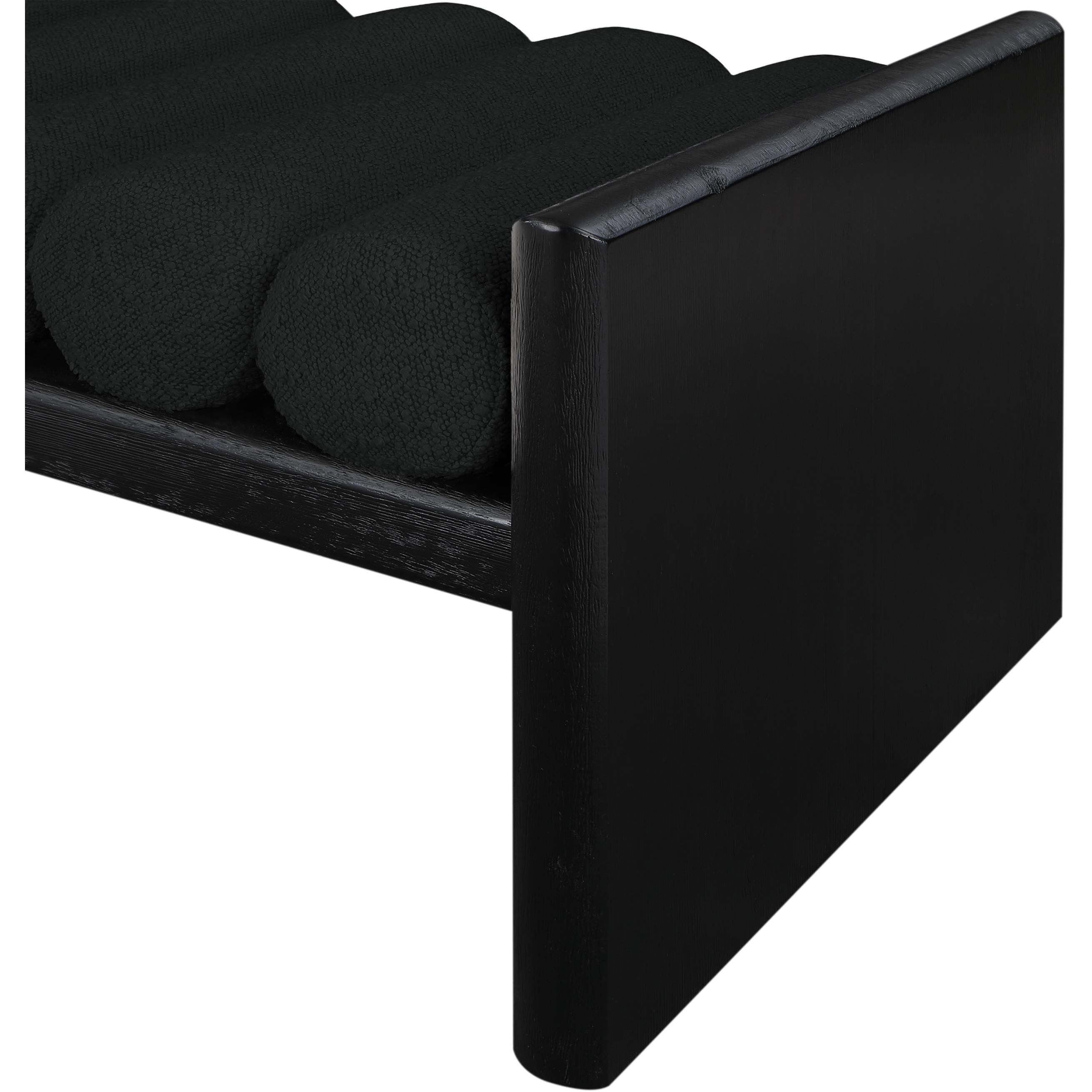 Meridian Waverly Black Boucle Fabric Bench