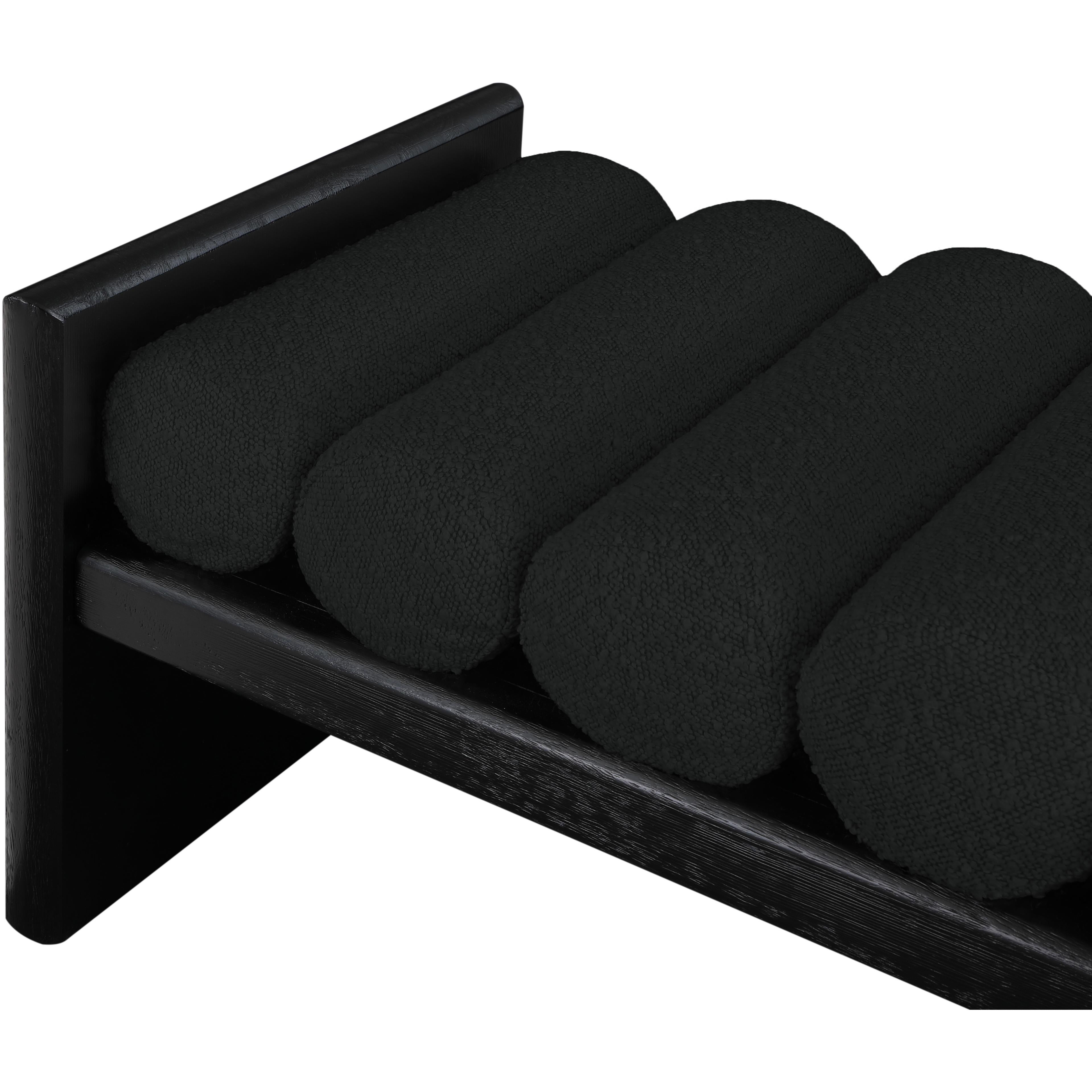 Meridian Waverly Black Boucle Fabric Bench