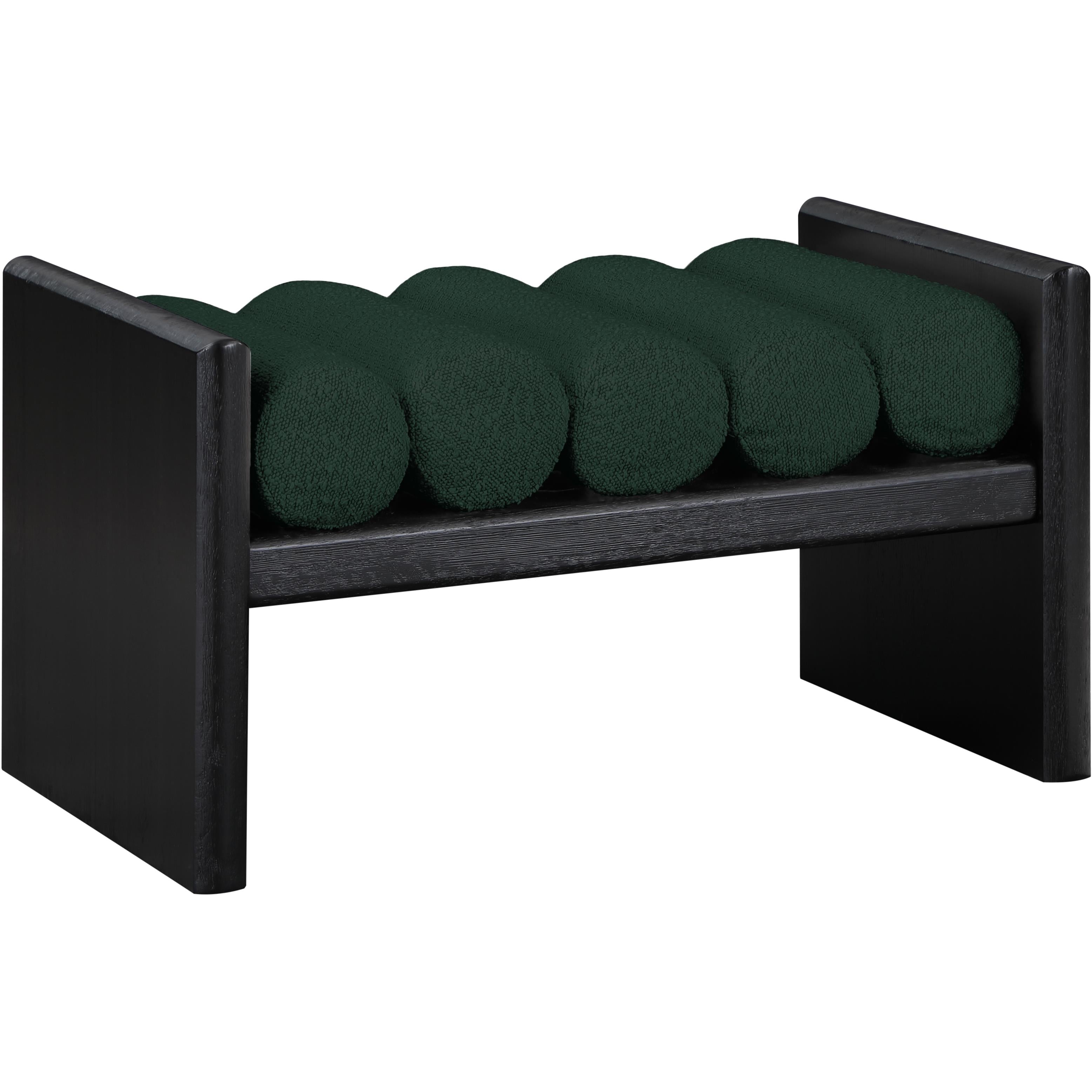 Meridian Waverly Green Boucle Fabric Bench