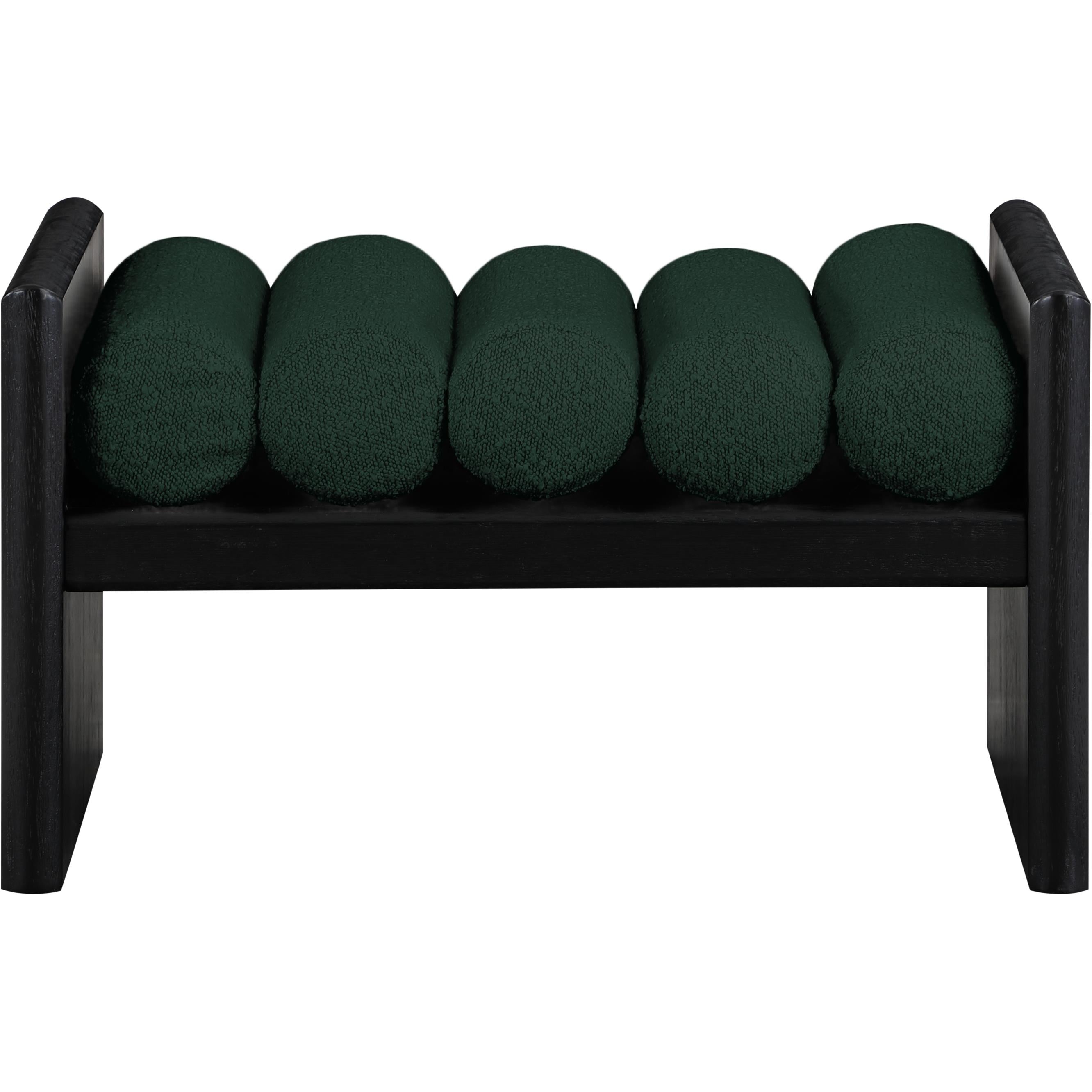 Meridian Waverly Green Boucle Fabric Bench