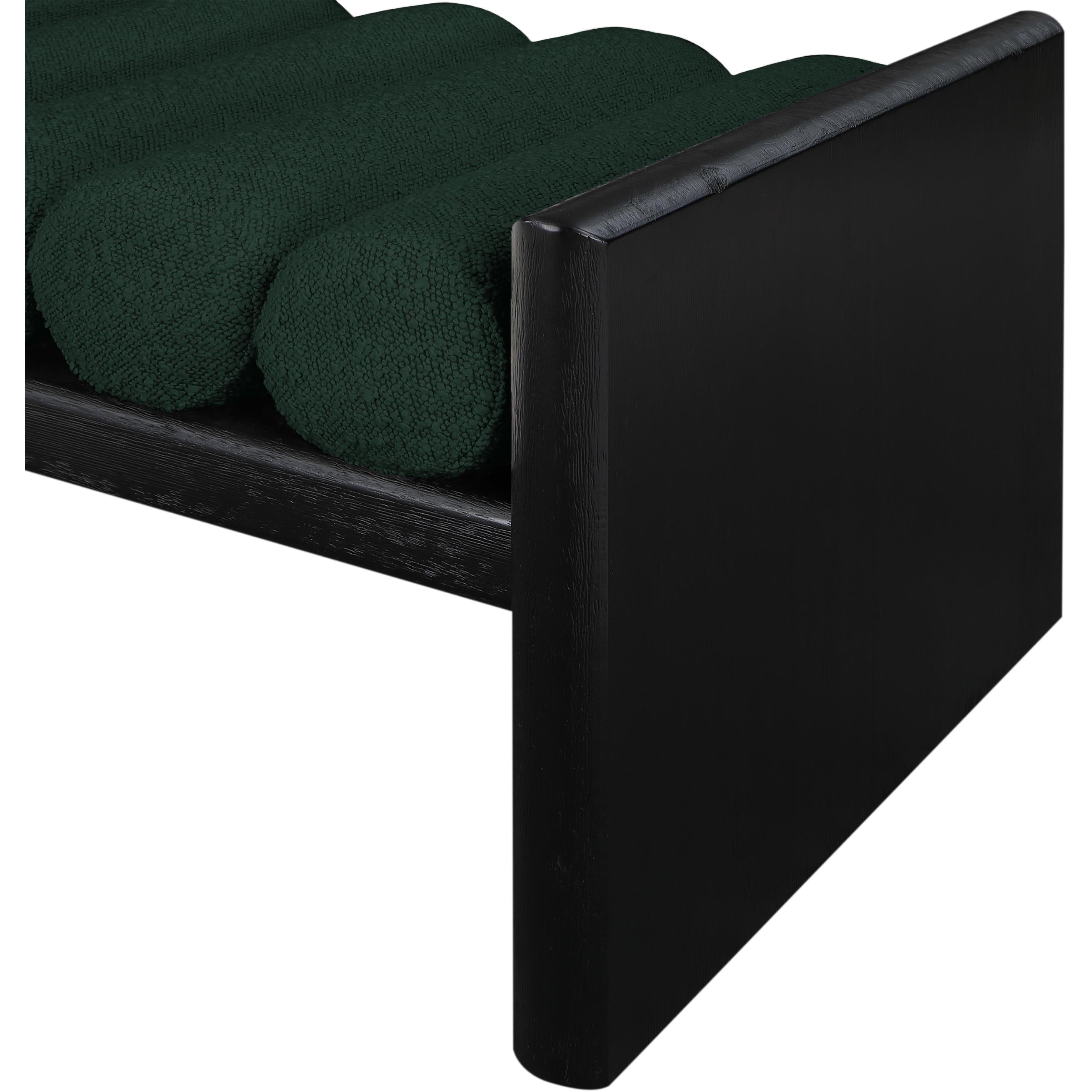 Meridian Waverly Green Boucle Fabric Bench