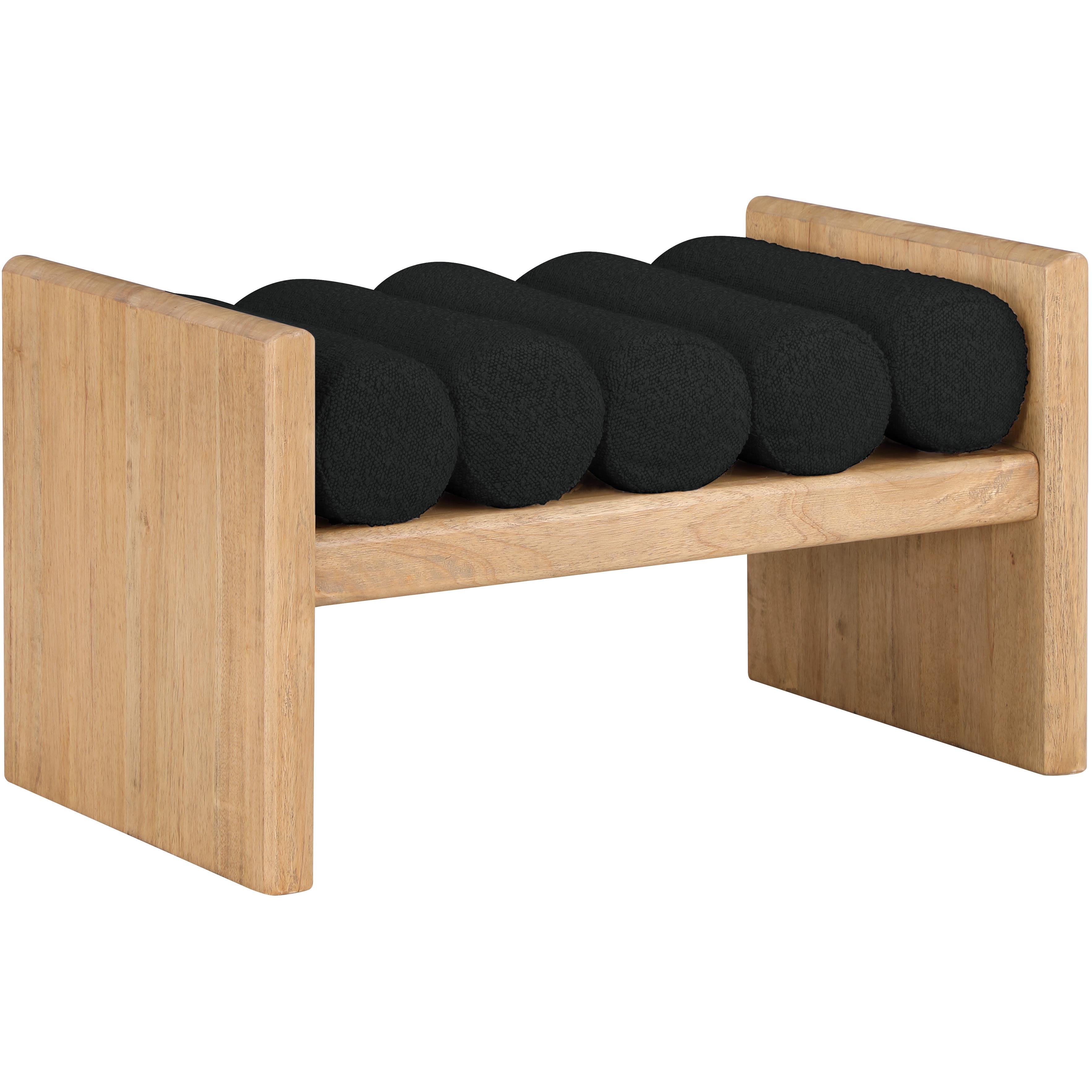 Meridian Waverly Black Boucle Fabric Bench