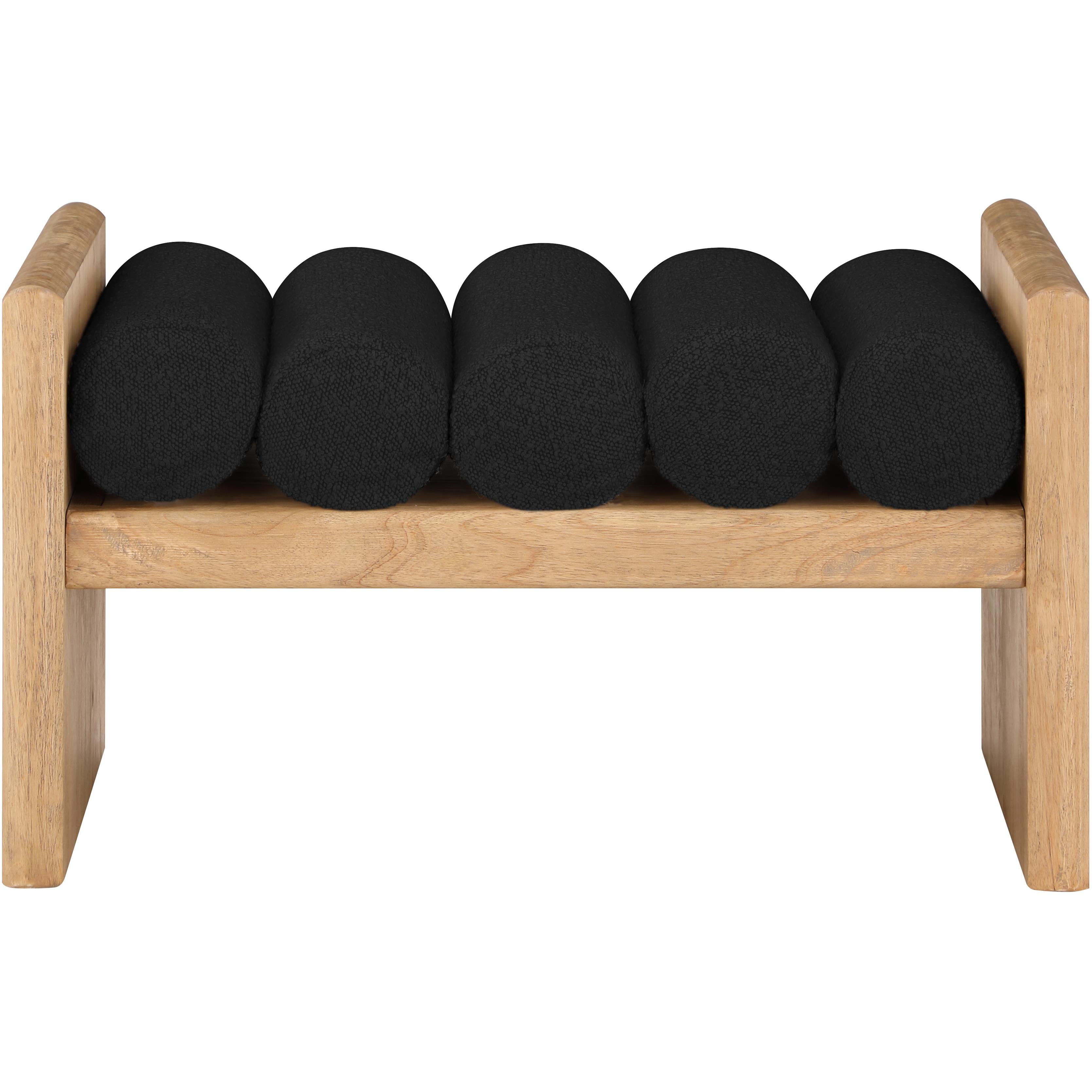 Meridian Waverly Black Boucle Fabric Bench