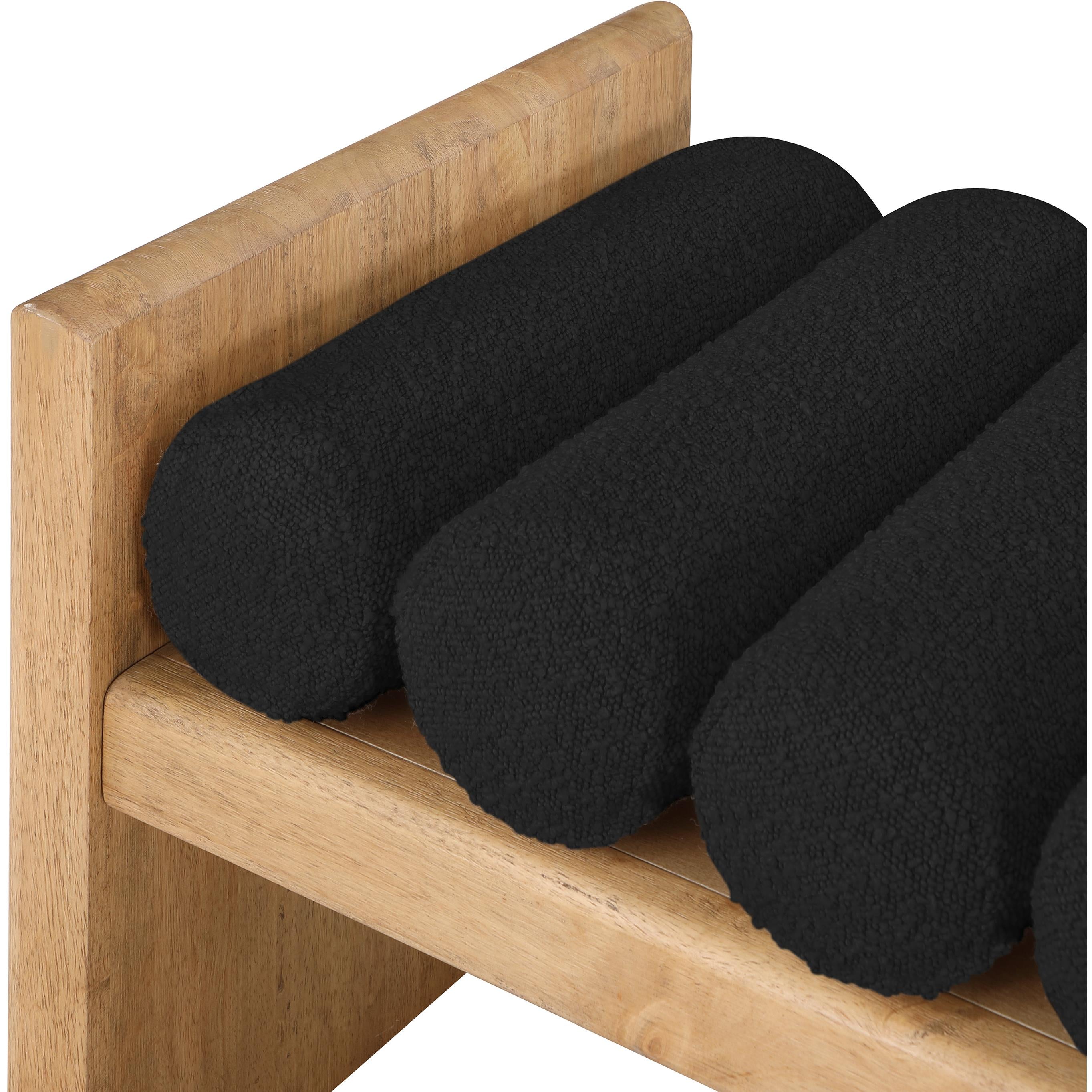 Meridian Waverly Black Boucle Fabric Bench