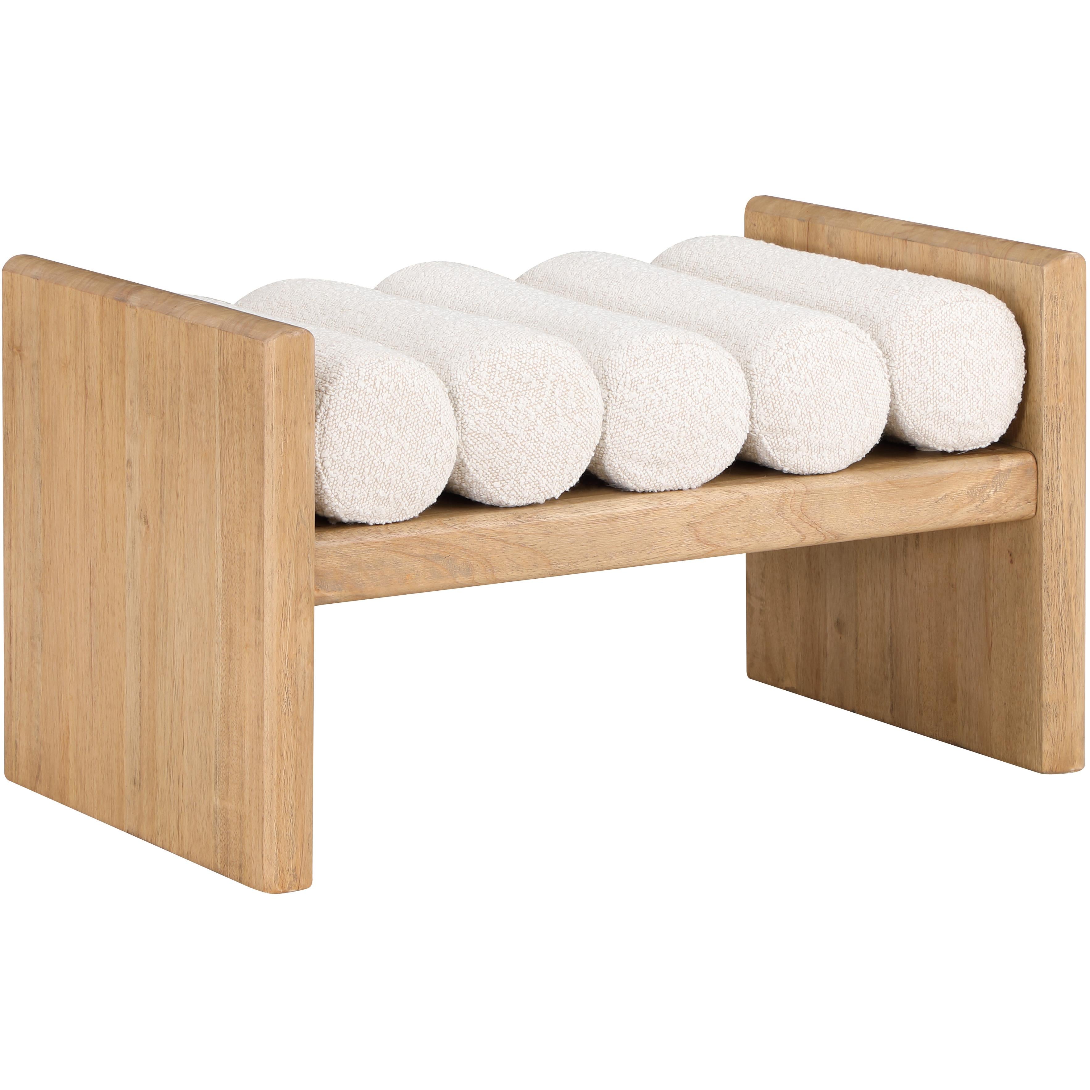 Meridian Waverly Cream Boucle Fabric Bench