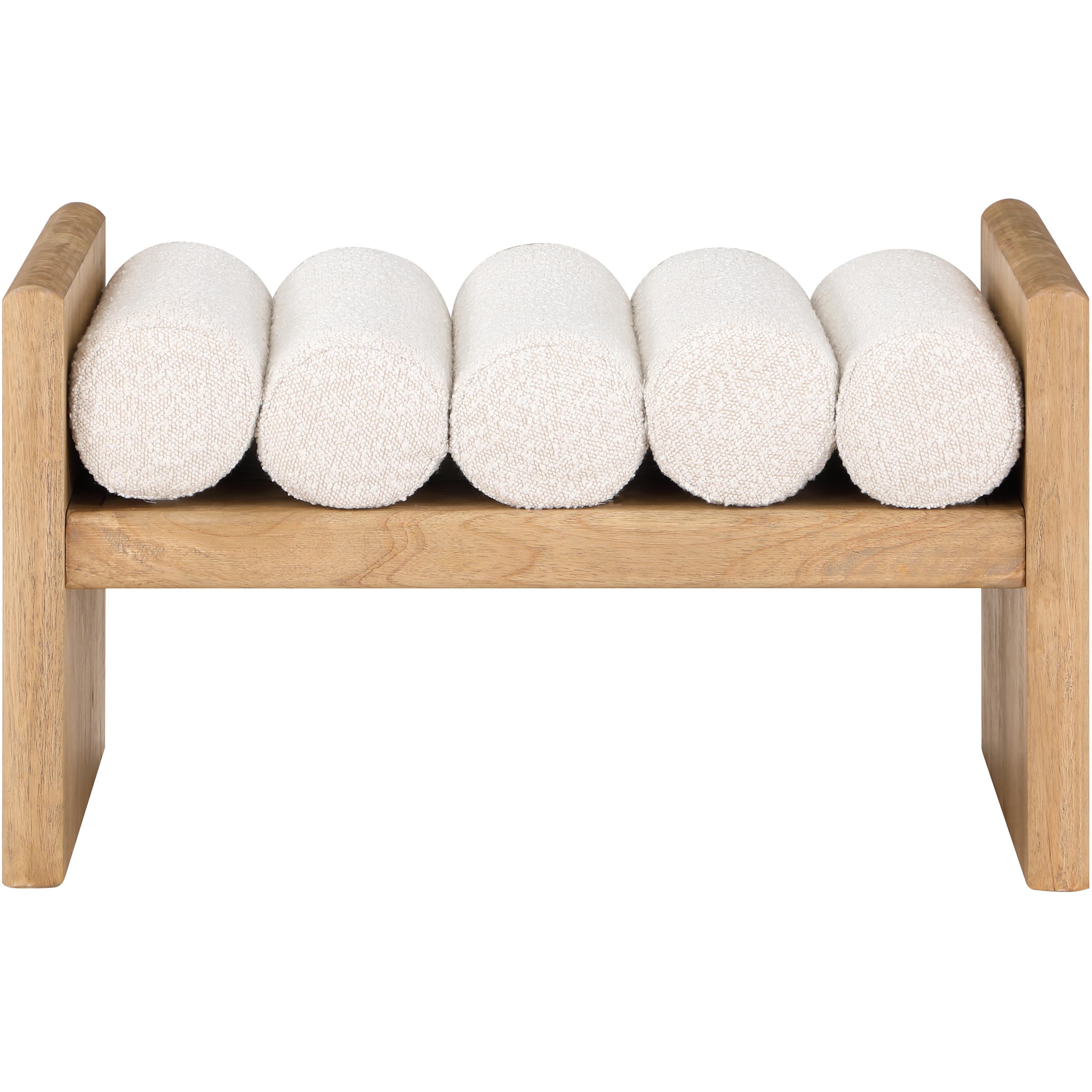 Meridian Waverly Cream Boucle Fabric Bench