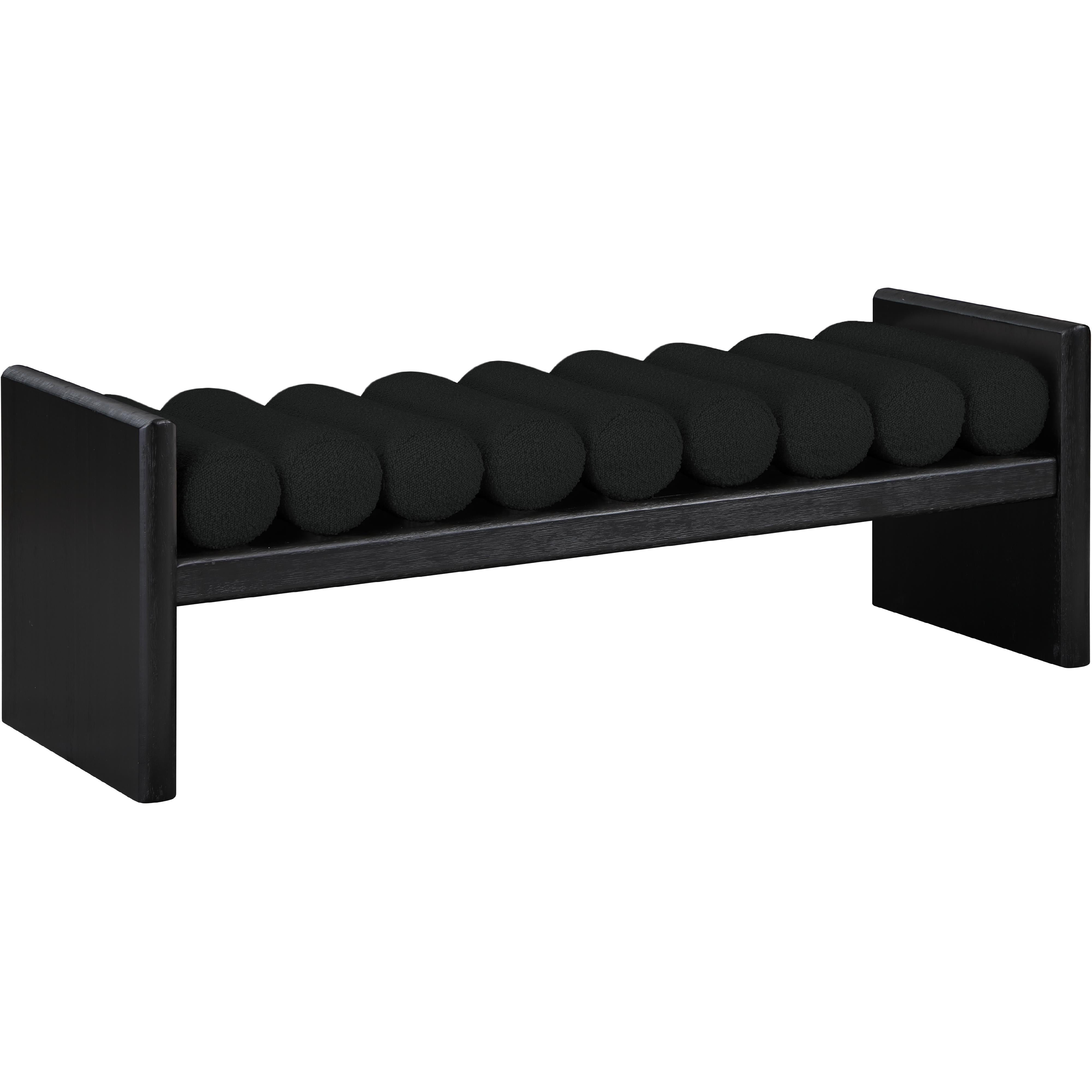 Meridian Waverly Black Boucle Fabric Bench