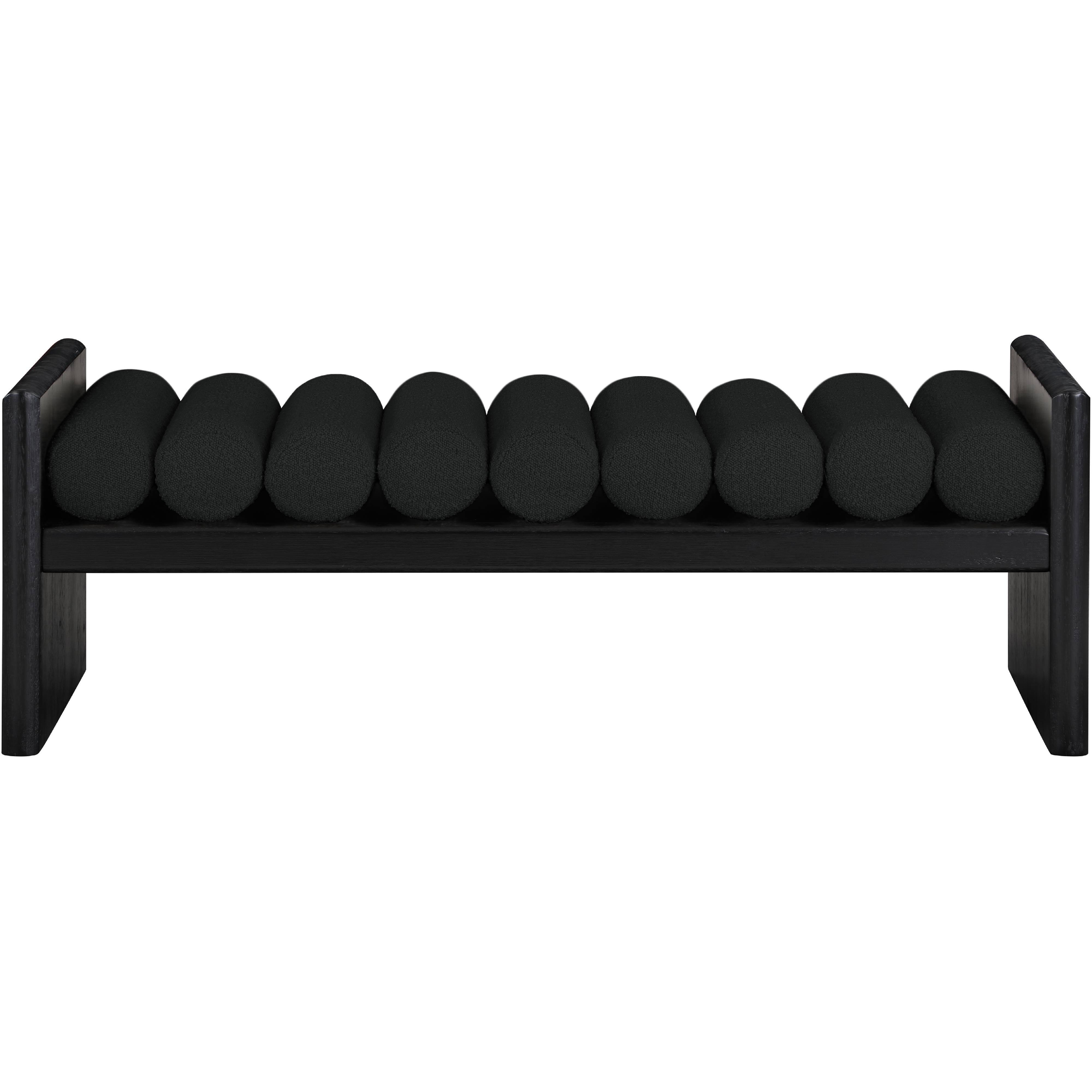 Meridian Waverly Black Boucle Fabric Bench