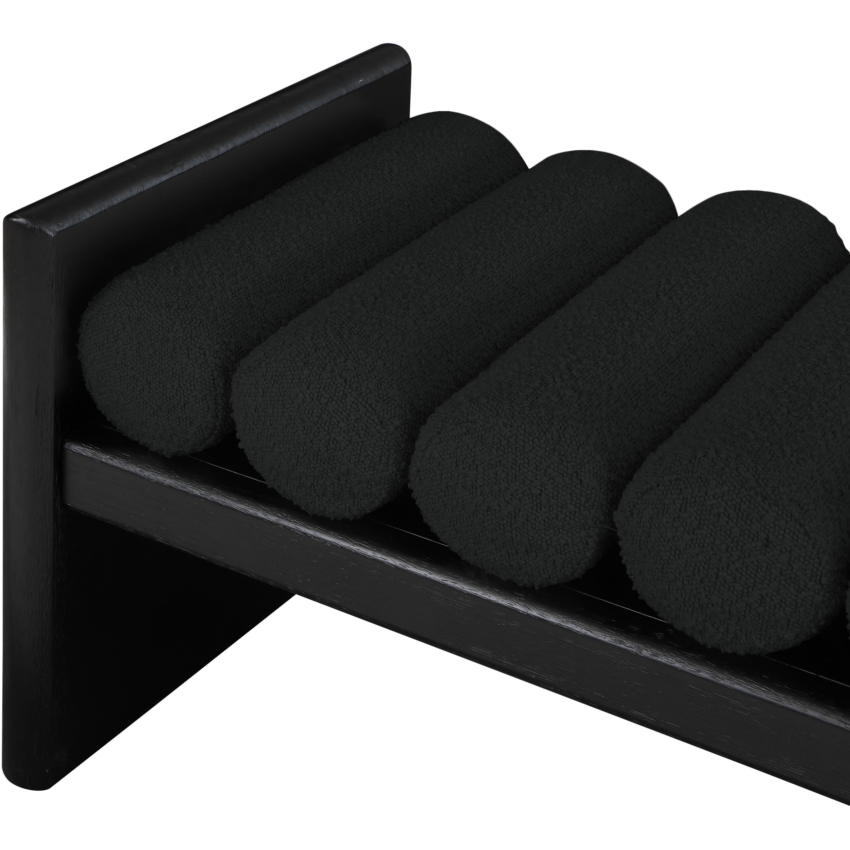 Meridian Waverly Black Boucle Fabric Bench