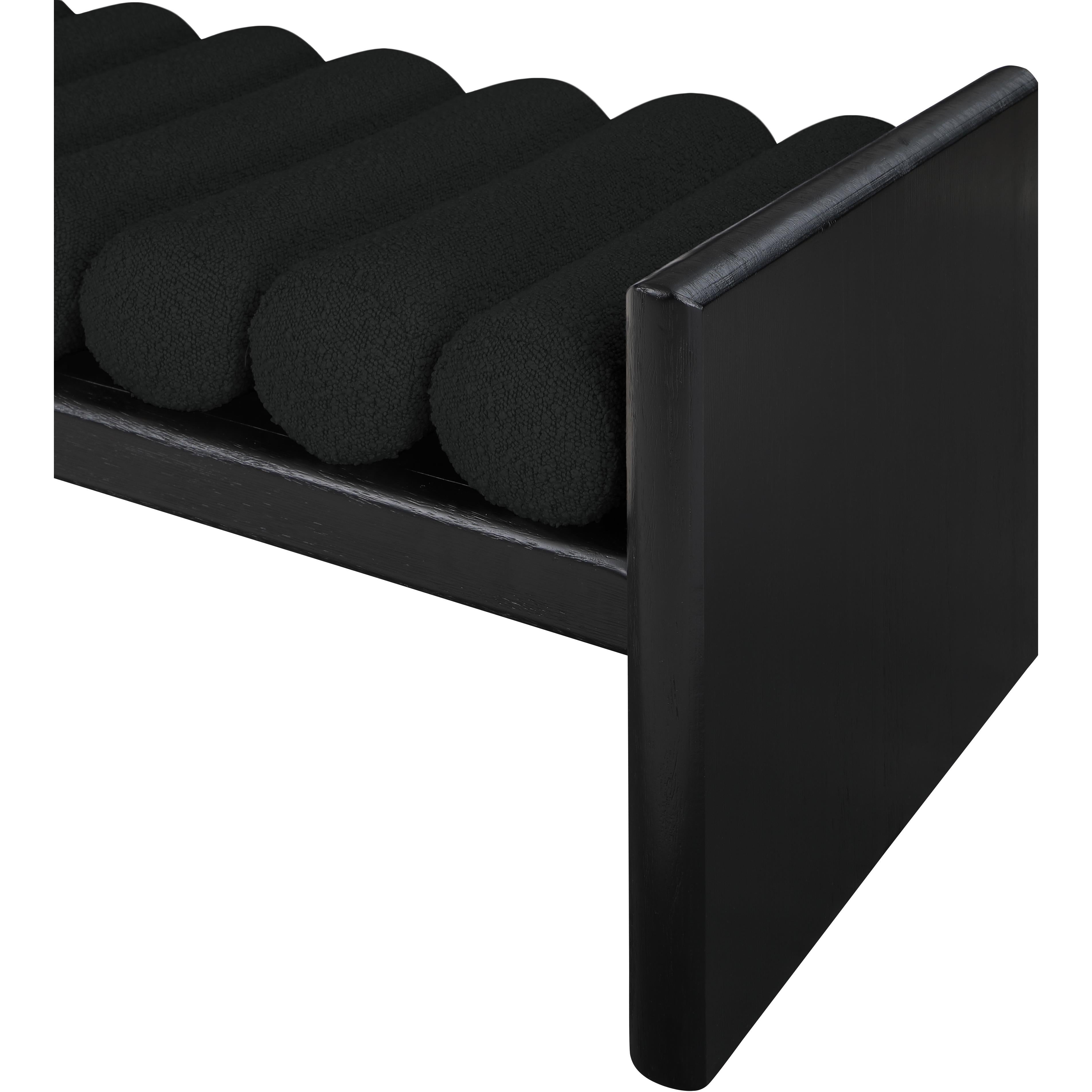 Meridian Waverly Black Boucle Fabric Bench