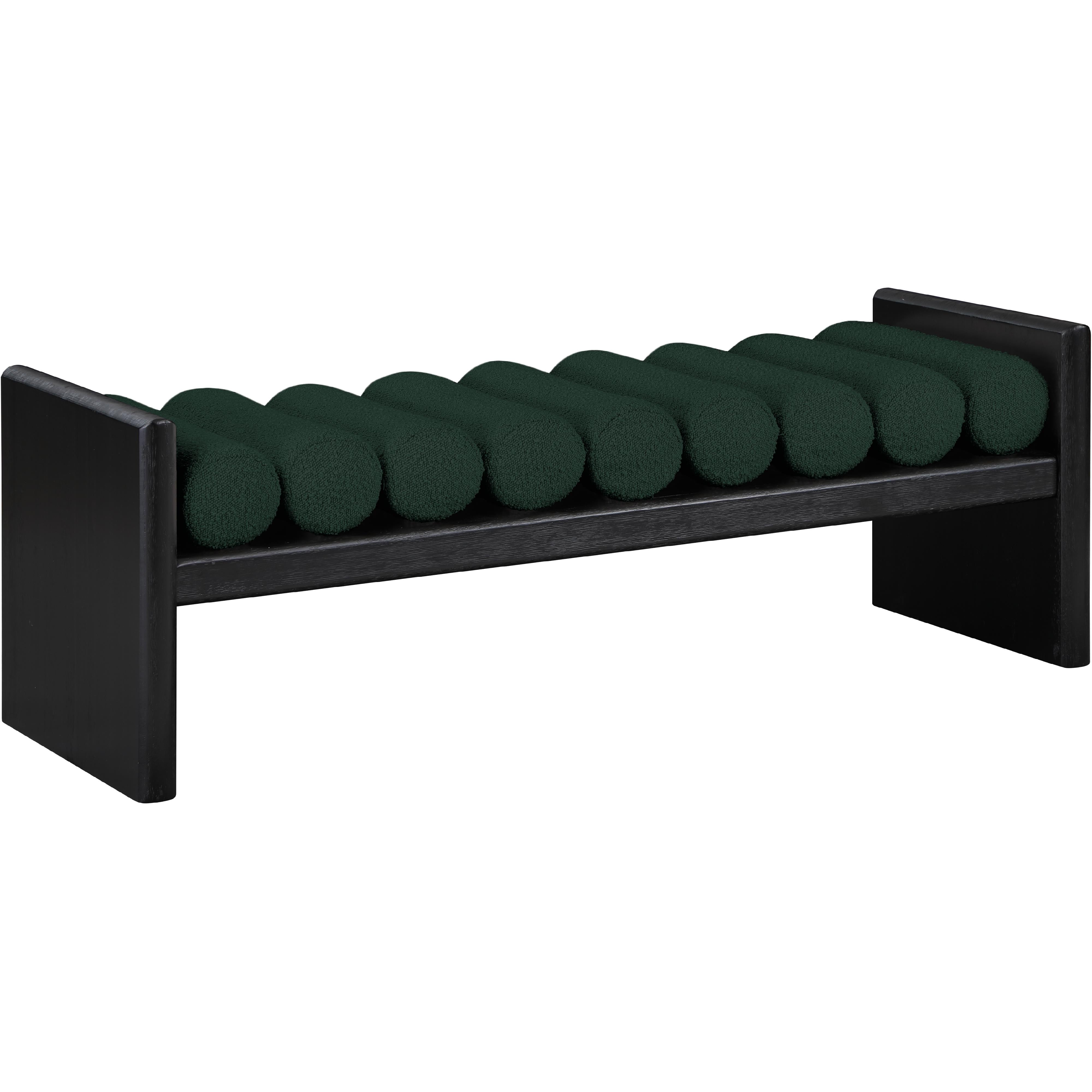 Meridian Waverly Green Boucle Fabric Bench