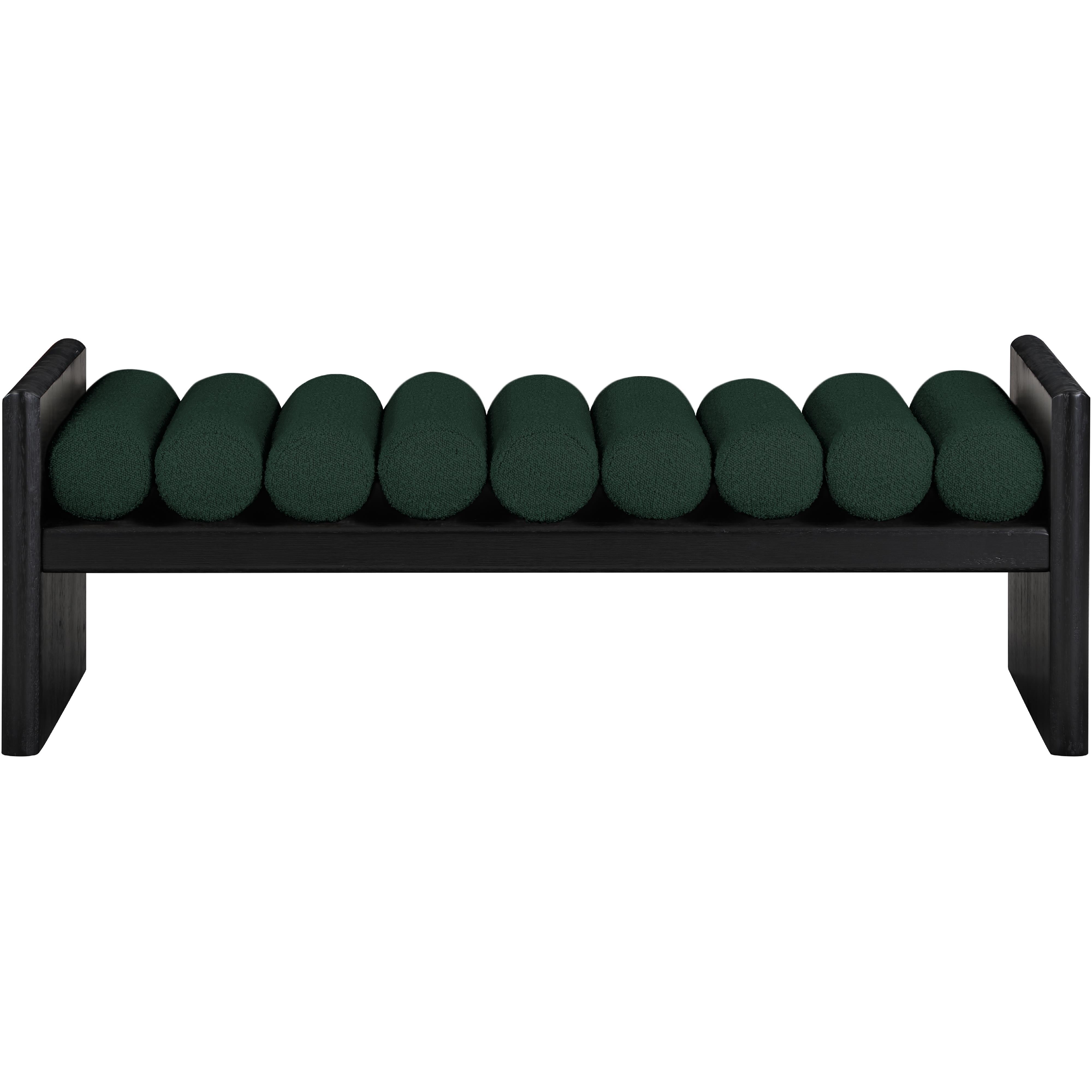 Meridian Waverly Green Boucle Fabric Bench