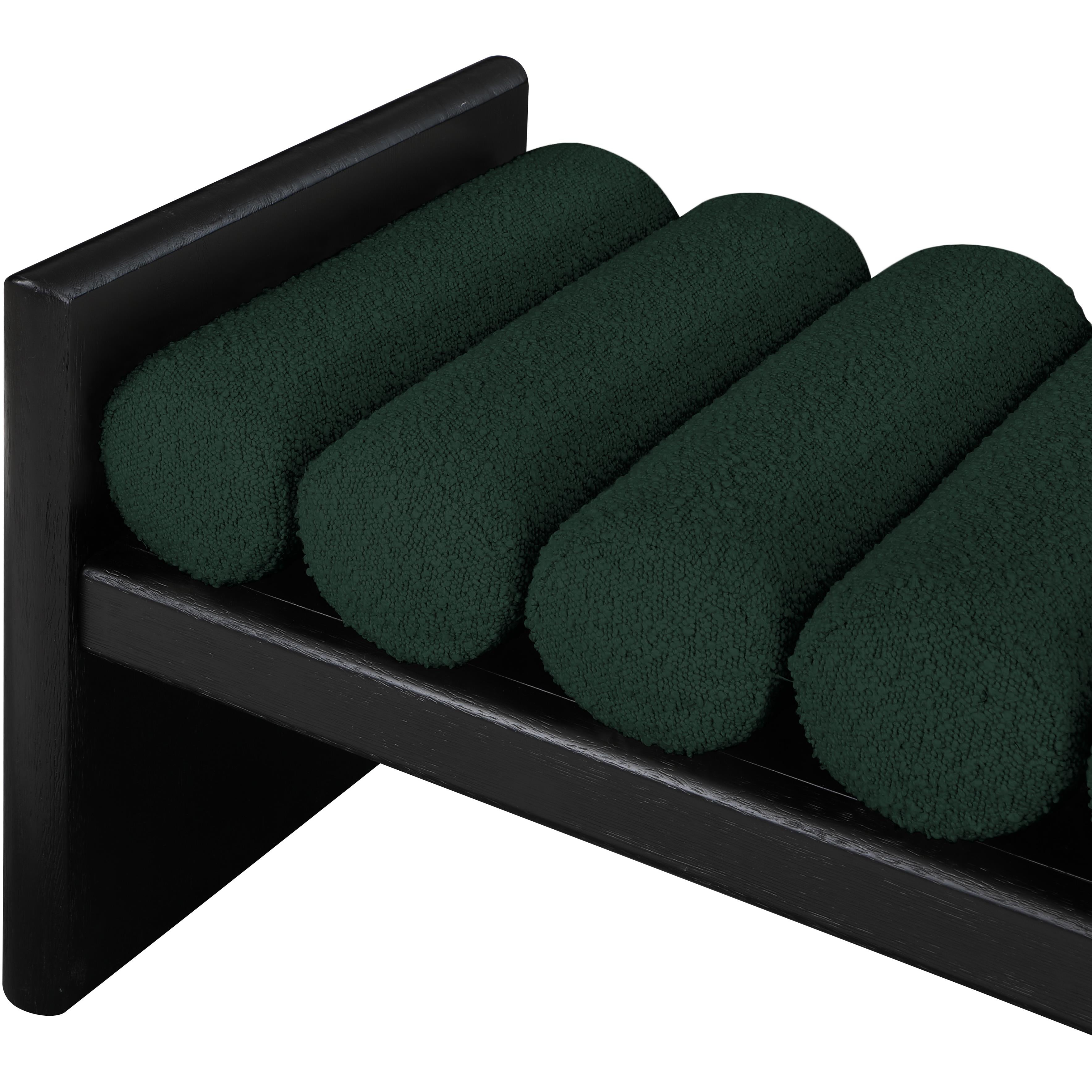 Meridian Waverly Green Boucle Fabric Bench