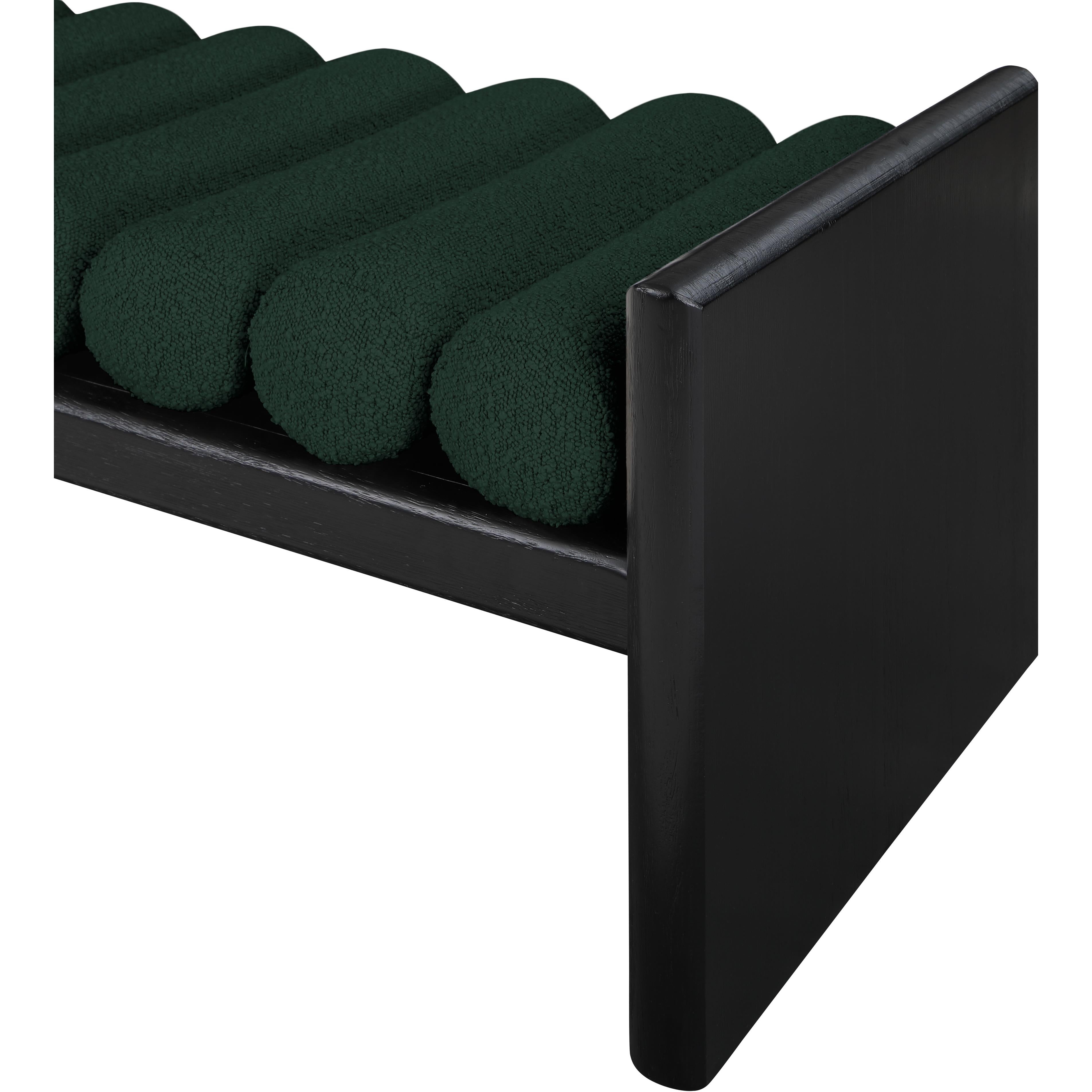 Meridian Waverly Green Boucle Fabric Bench