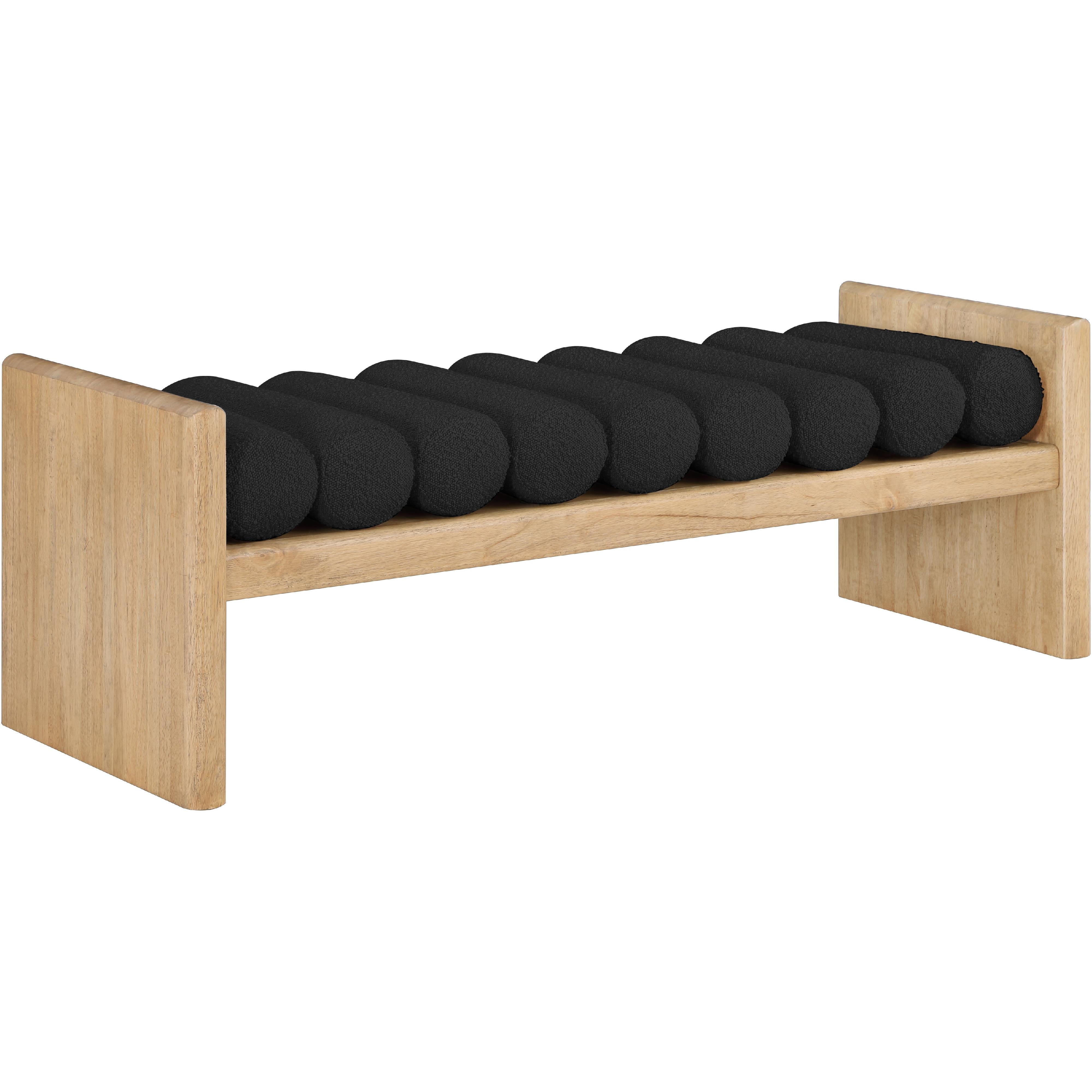 Meridian Waverly Black Boucle Fabric Bench