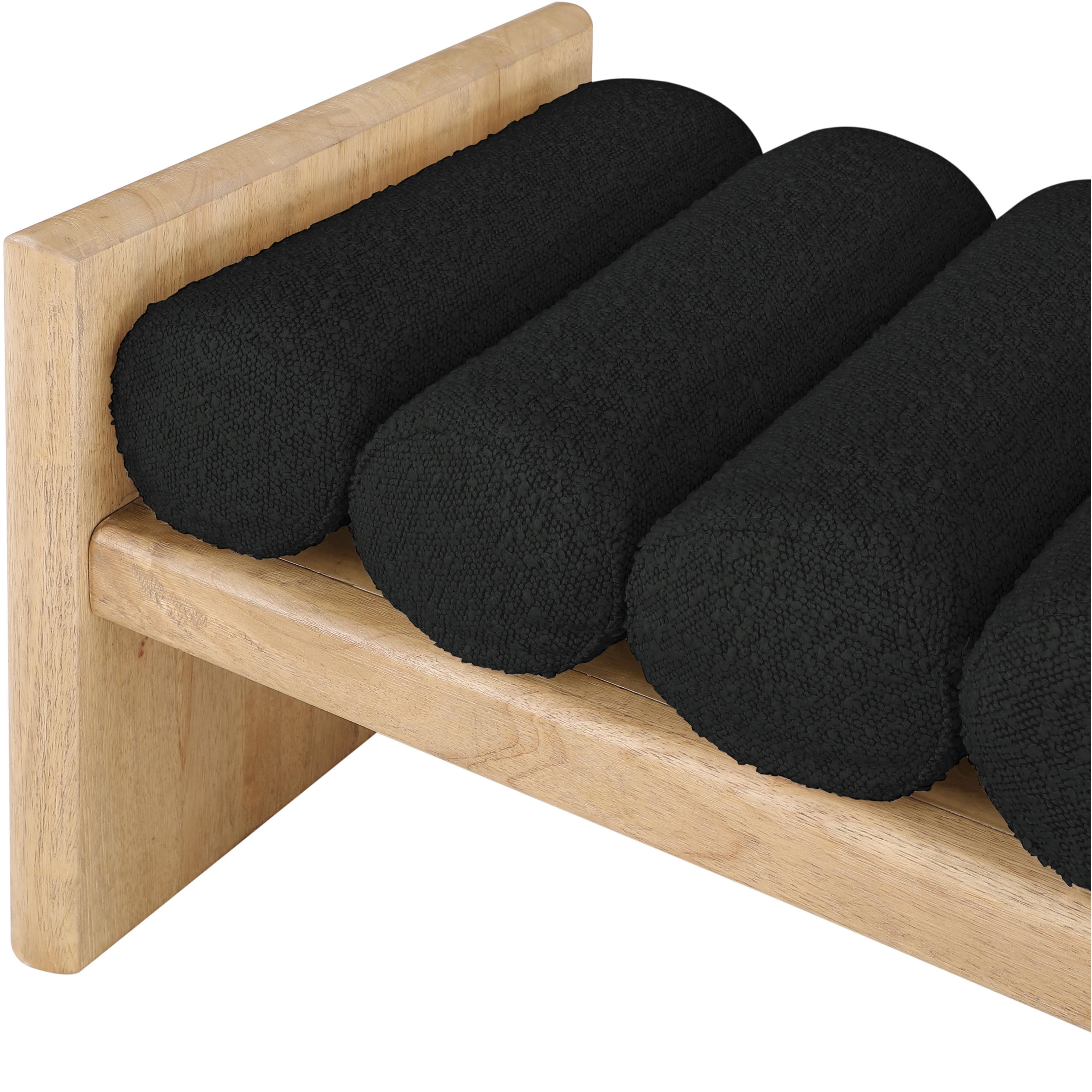 Meridian Waverly Black Boucle Fabric Bench