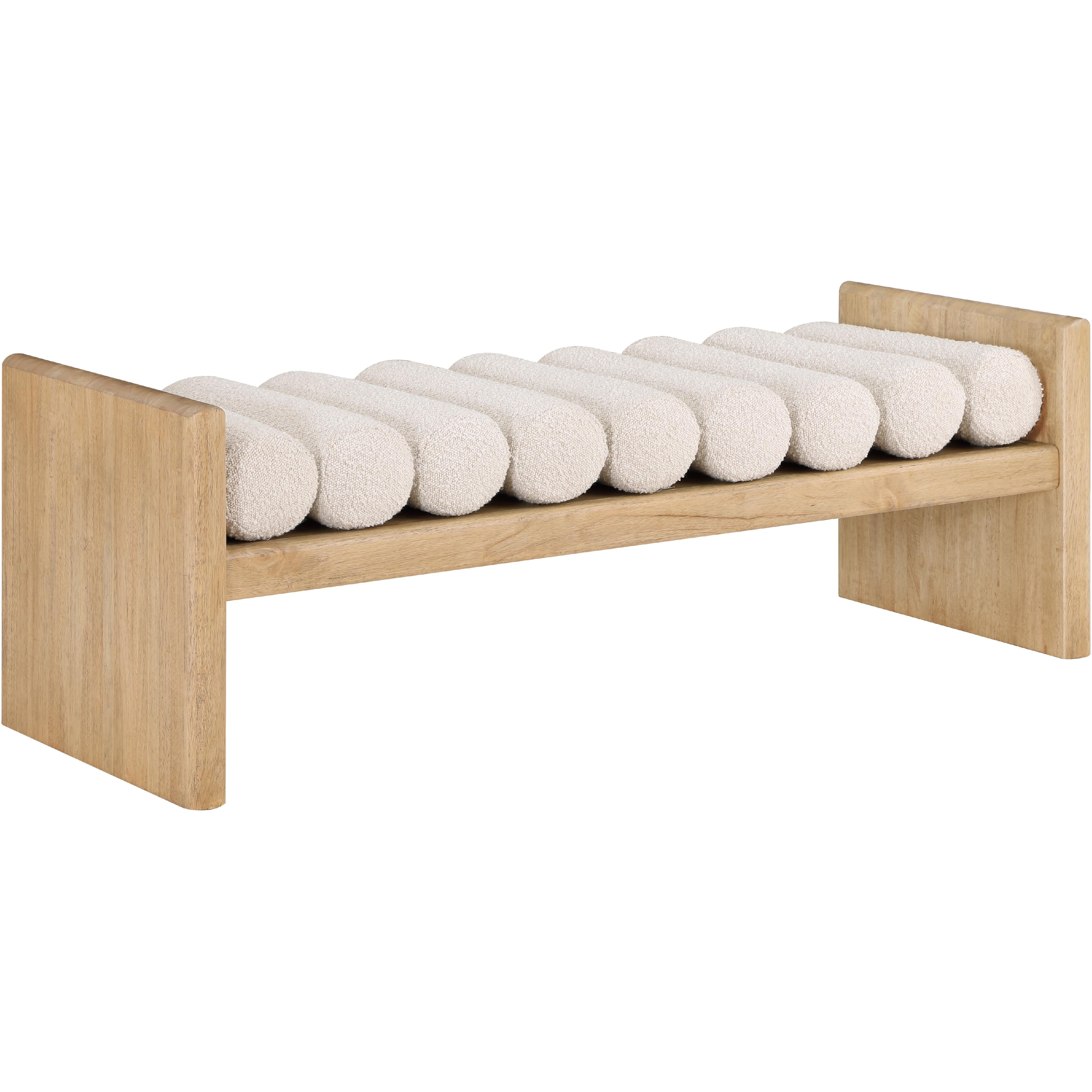 Meridian Waverly Cream Boucle Fabric Bench