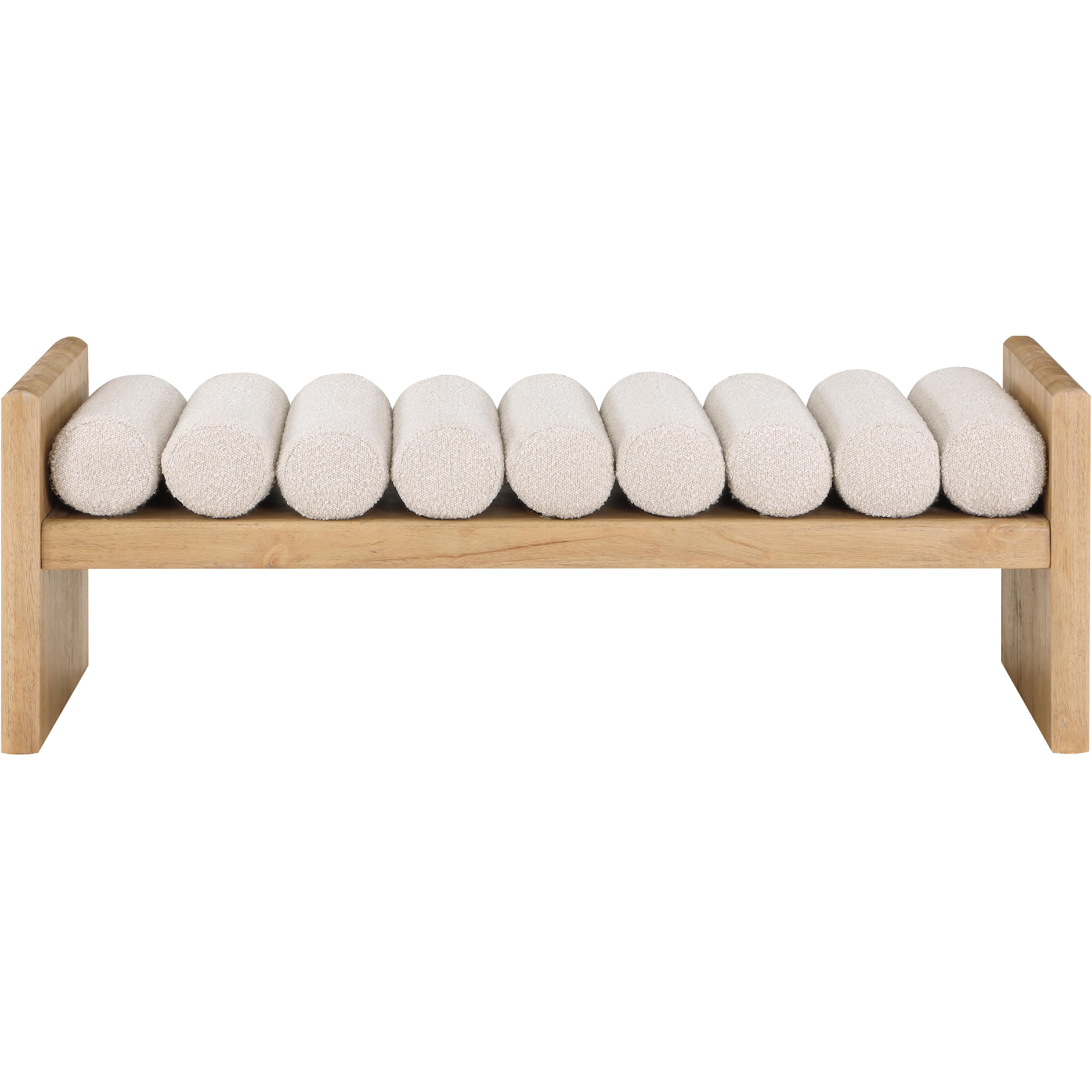 Meridian Waverly Cream Boucle Fabric Bench