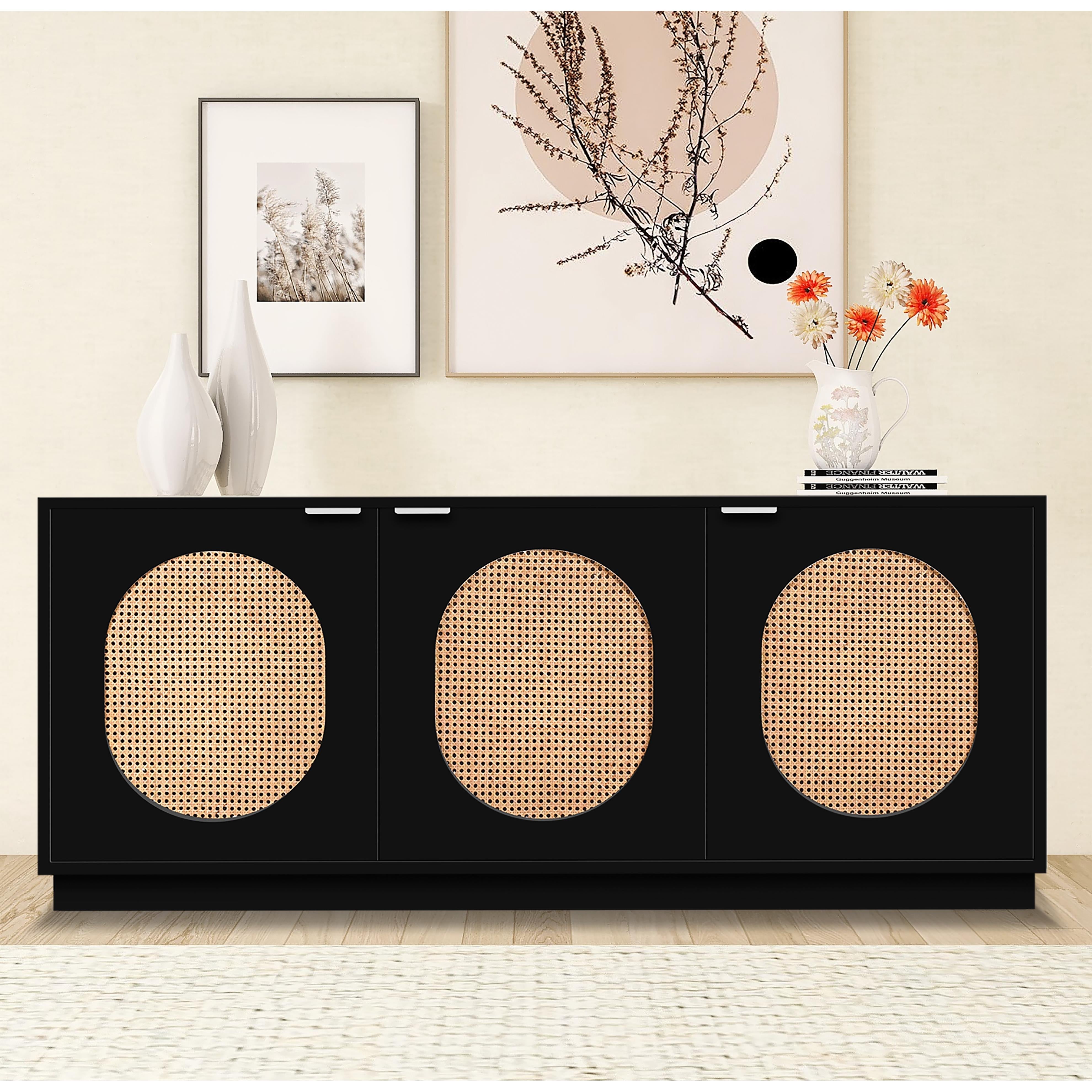 Meridian Cane Black Sideboard/Buffet