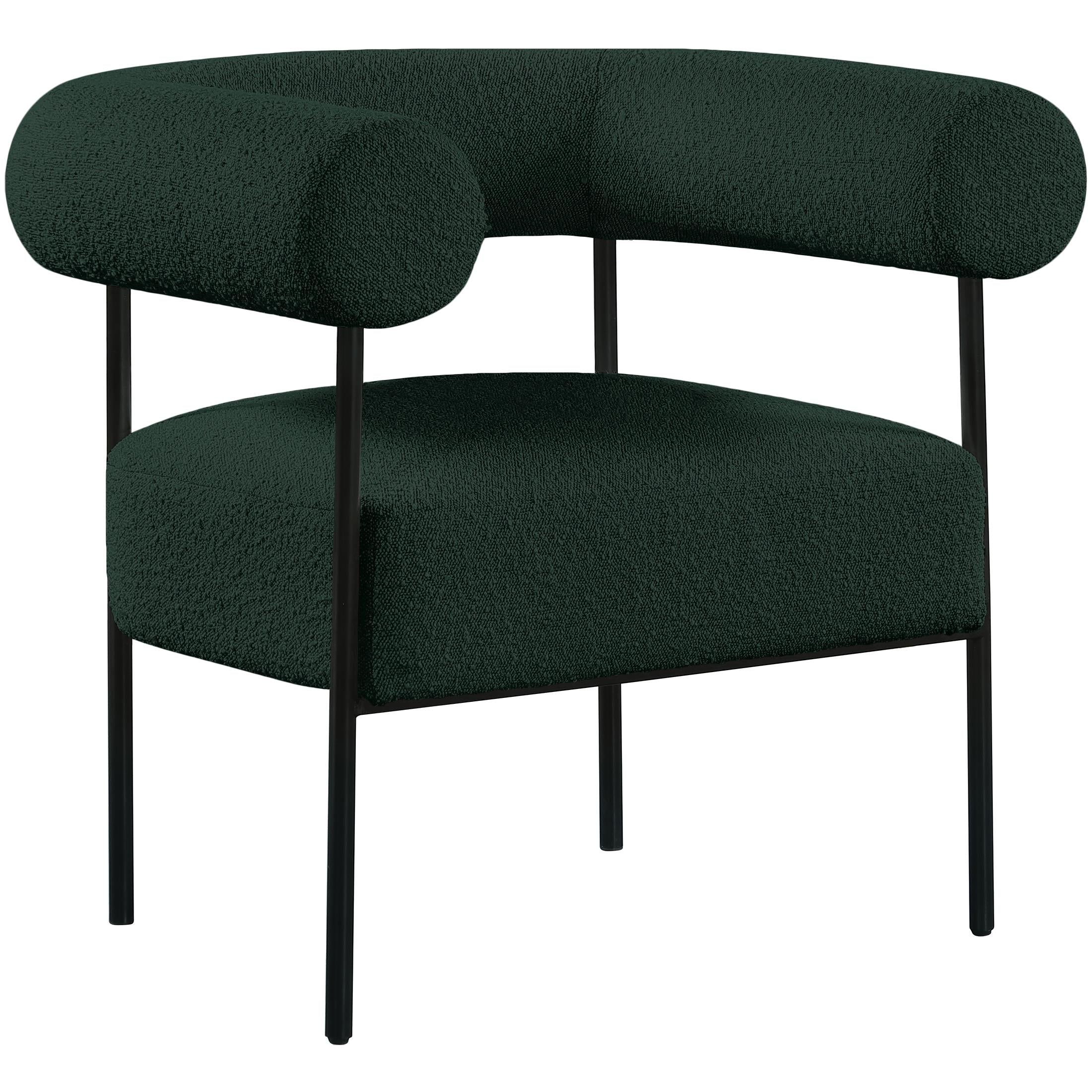 Meridian Blake Green Boucle Fabric Accent Chair