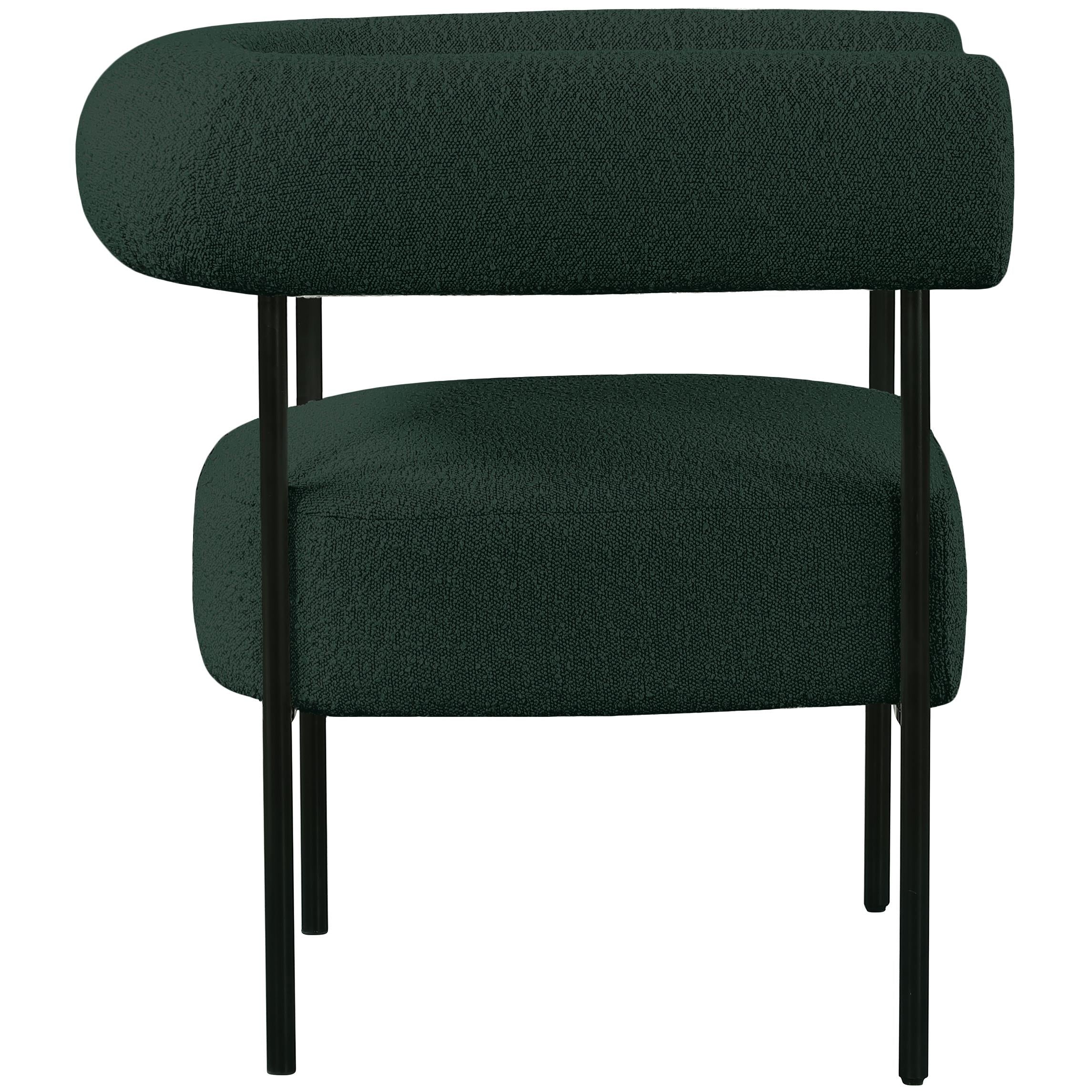 Meridian Blake Green Boucle Fabric Accent Chair