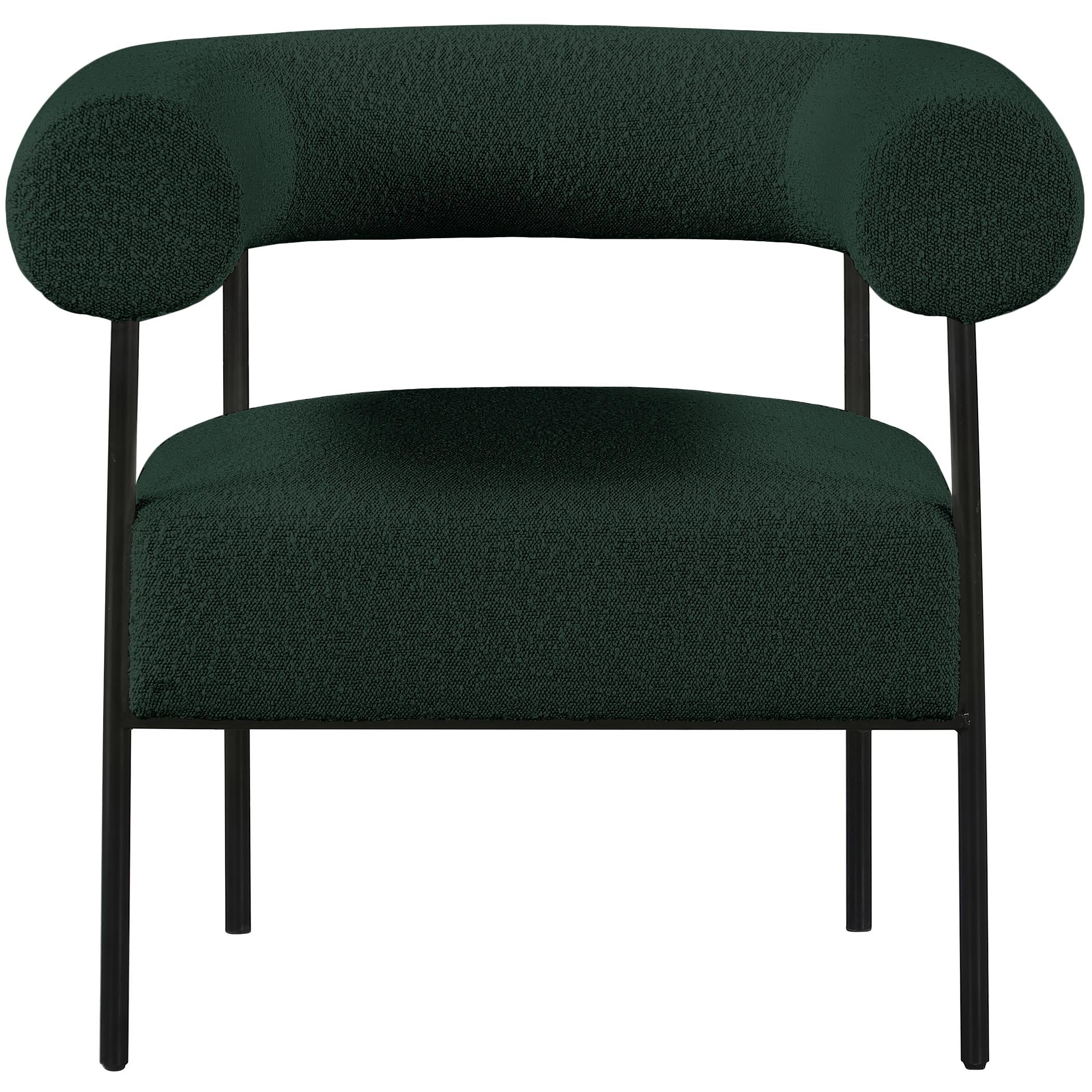 Meridian Blake Green Boucle Fabric Accent Chair