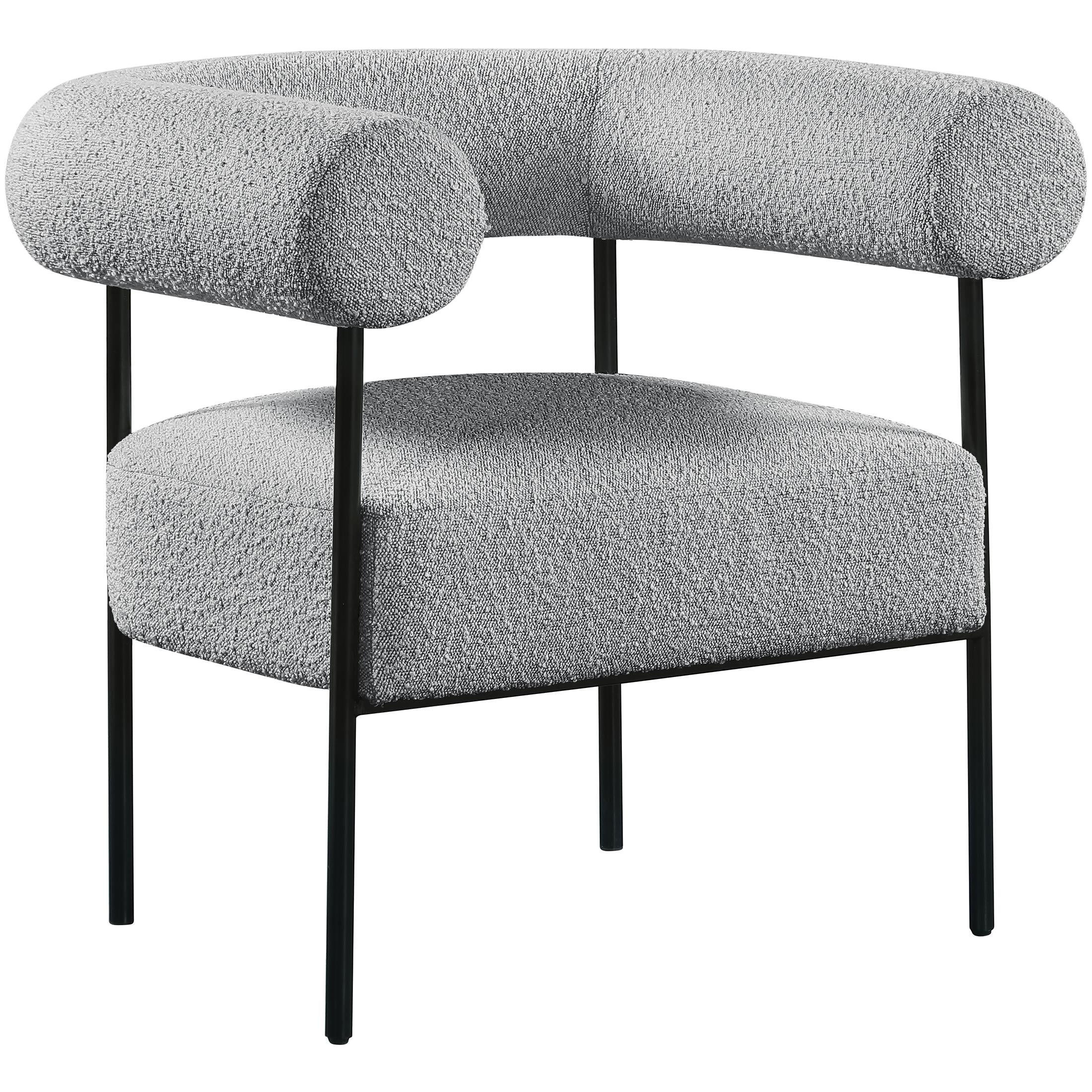 Meridian Blake Grey Boucle Fabric Accent Chair