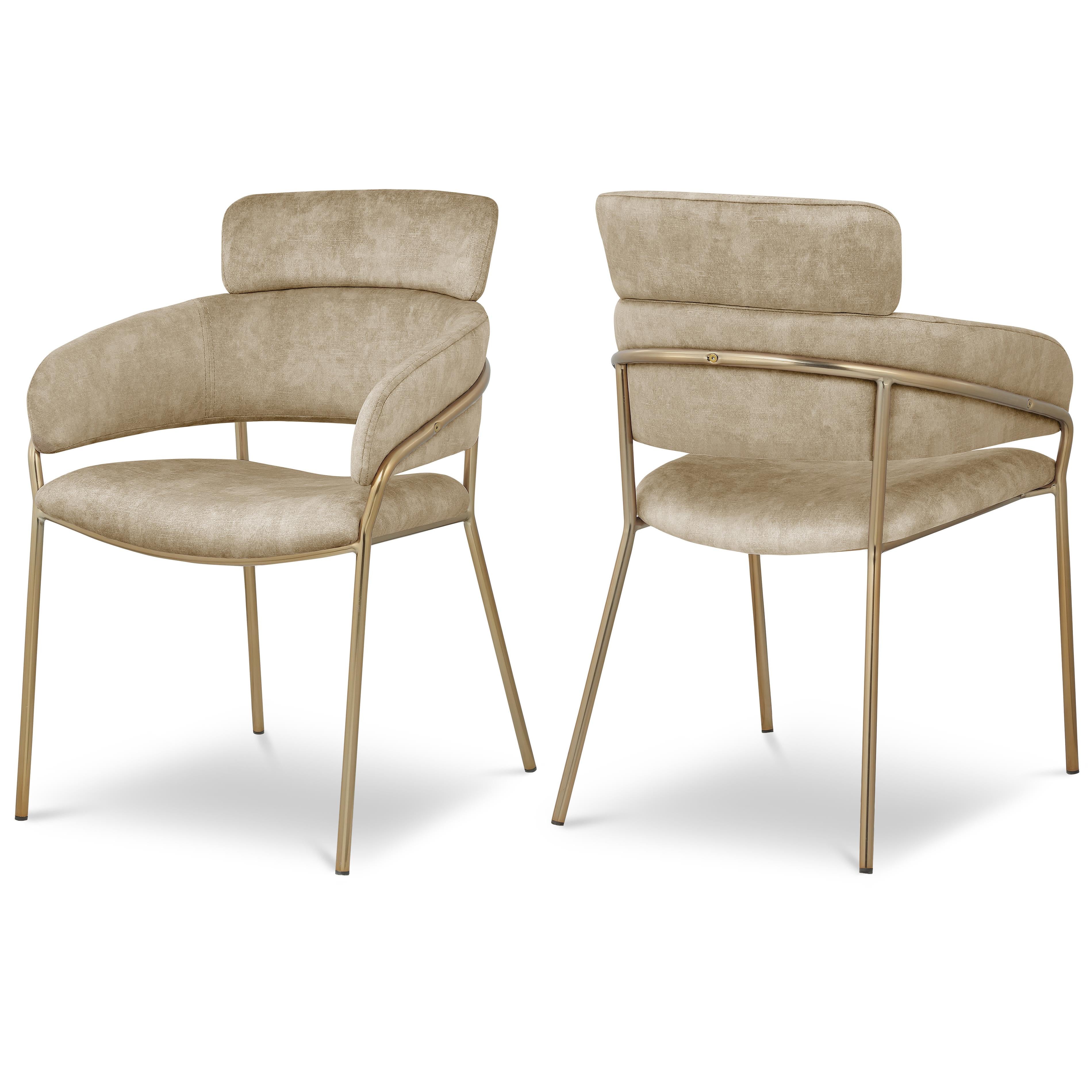 Meridian Yara Beige Velvet Dining Chair