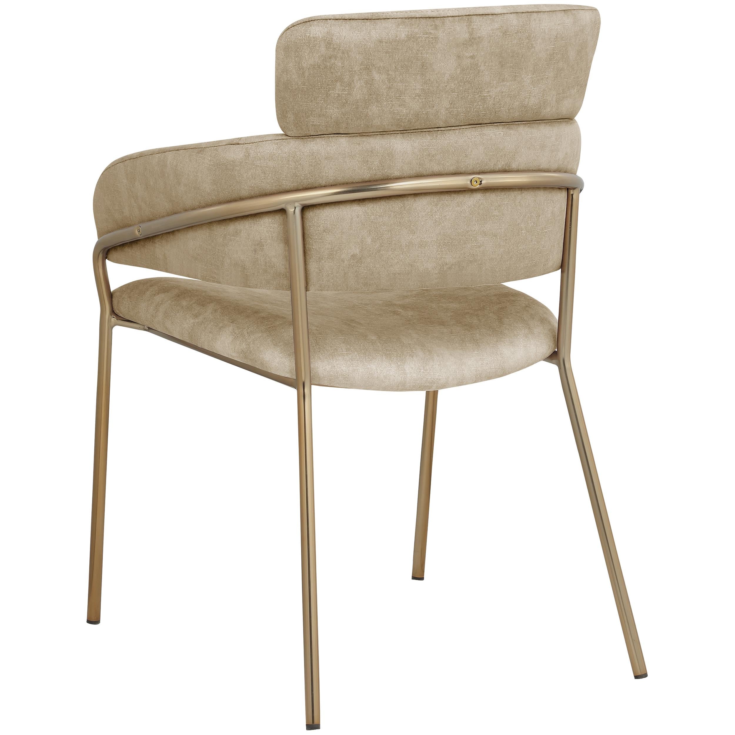 Meridian Yara Beige Velvet Dining Chair