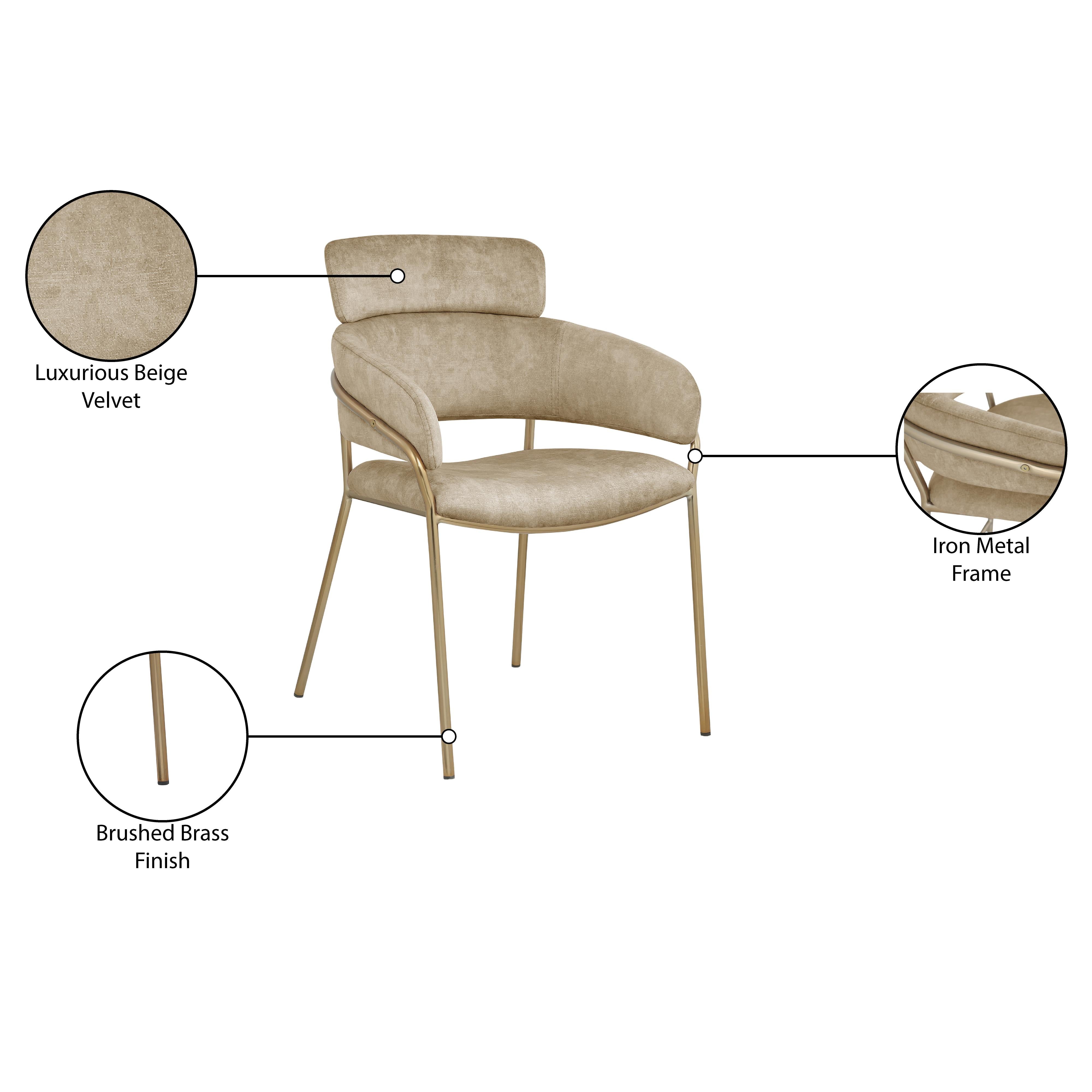 Meridian Yara Beige Velvet Dining Chair