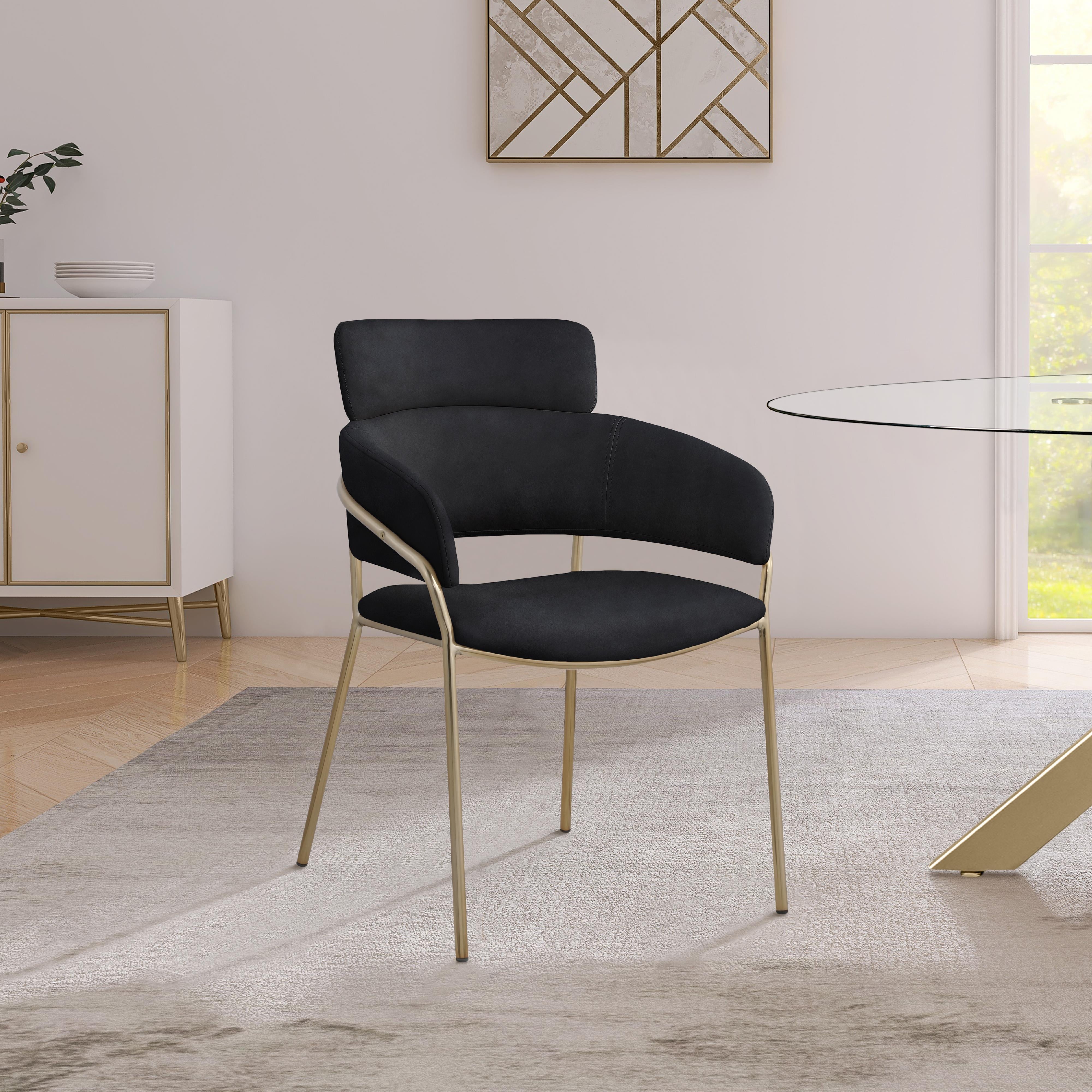 Meridian Yara Black Velvet Dining Chair