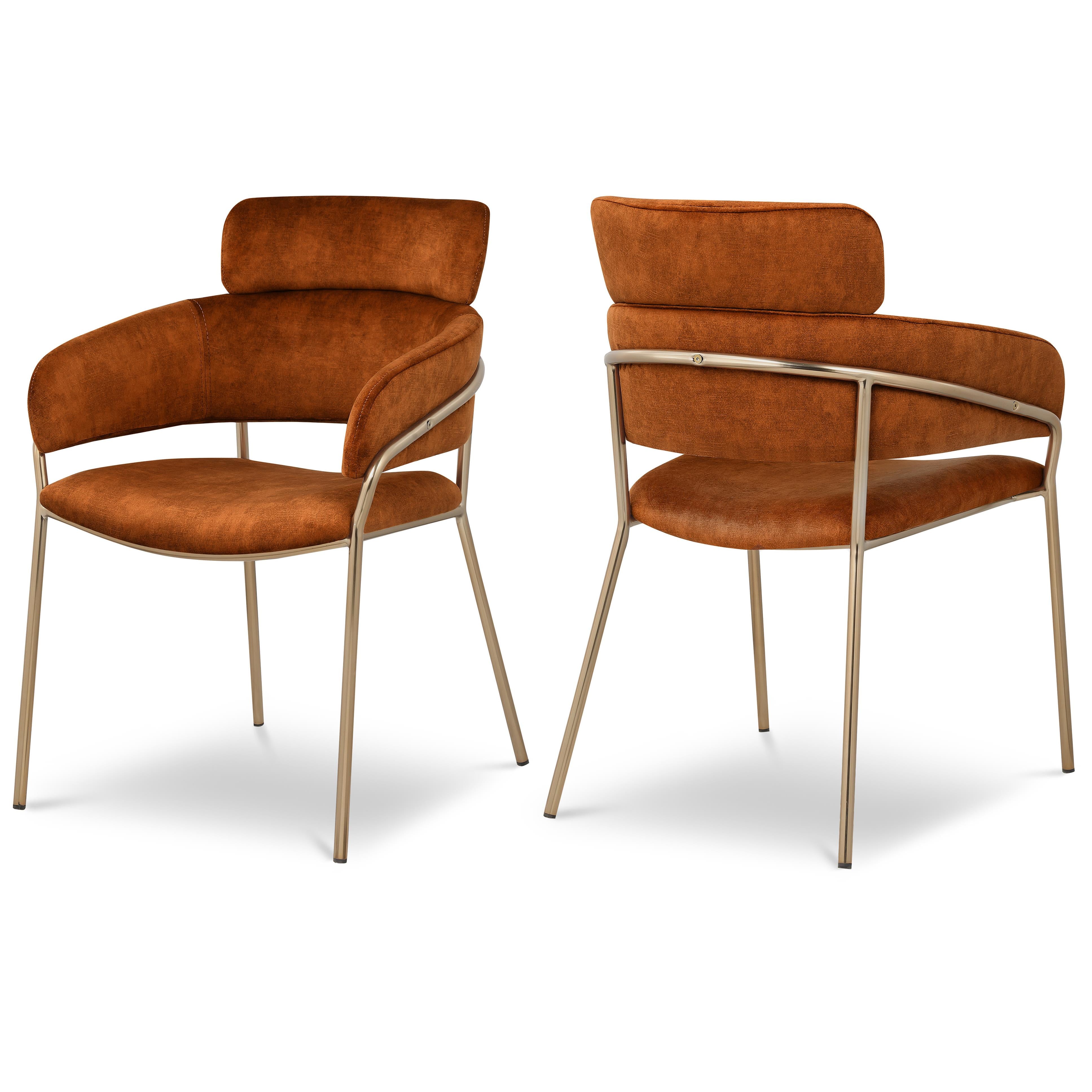 Meridian Yara Cognac Velvet Dining Chair