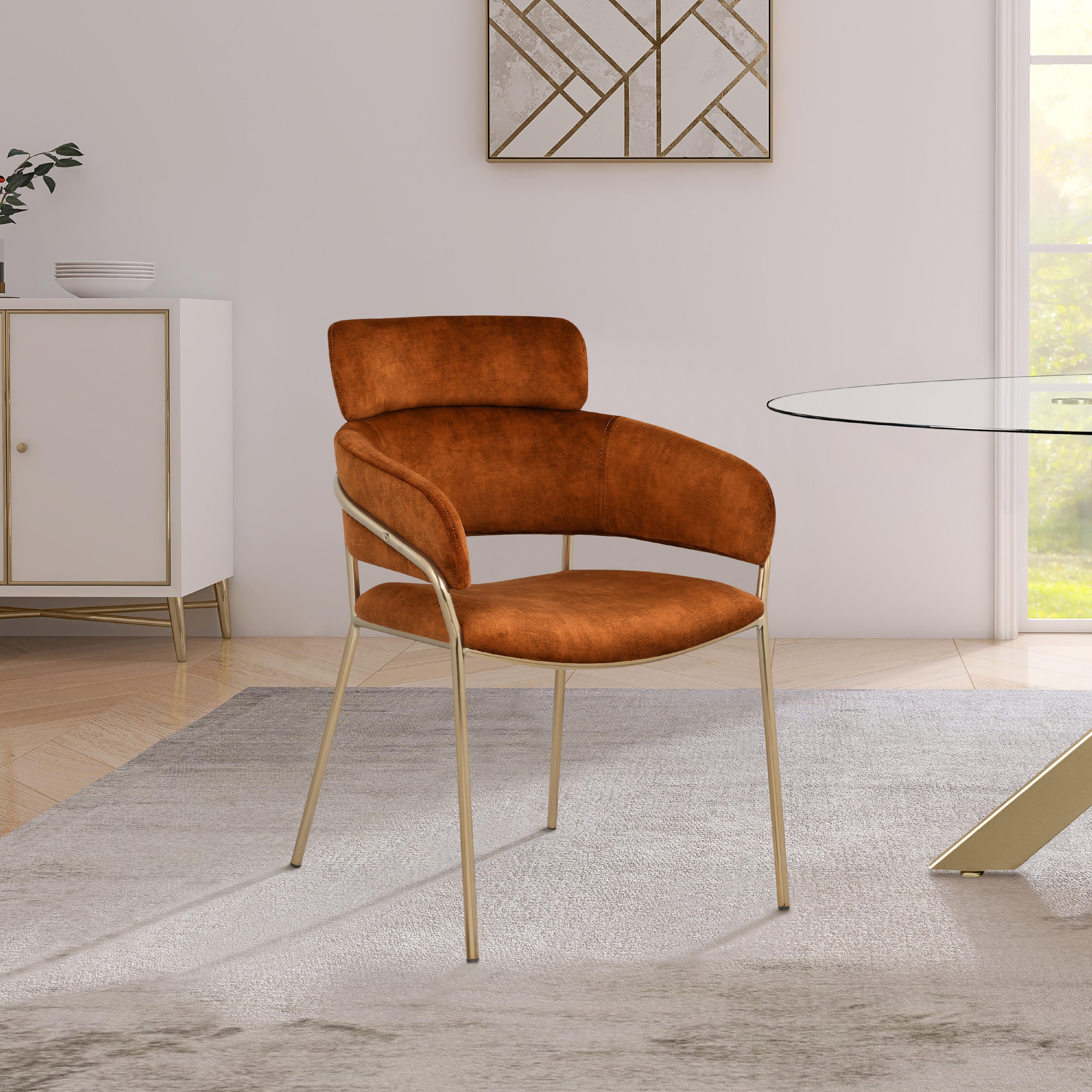 Meridian Yara Cognac Velvet Dining Chair