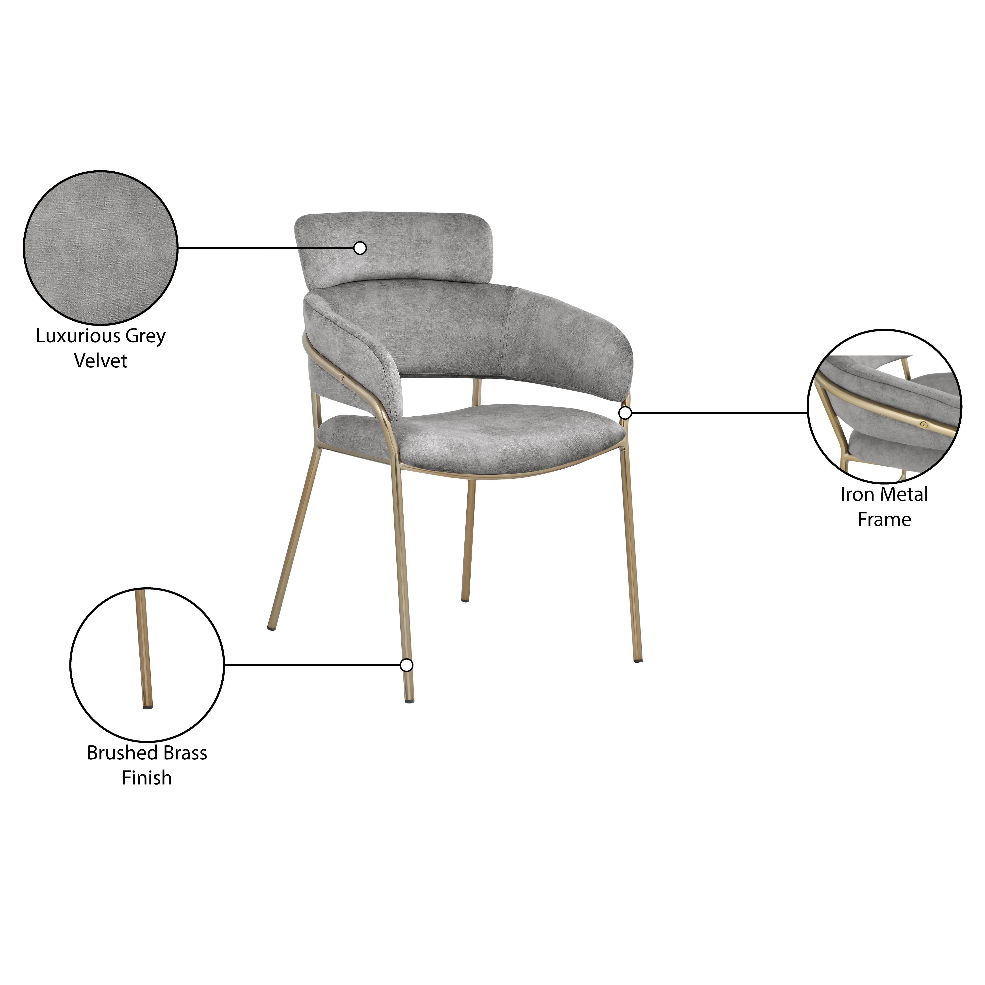 Meridian Yara Grey Velvet Dining Chair