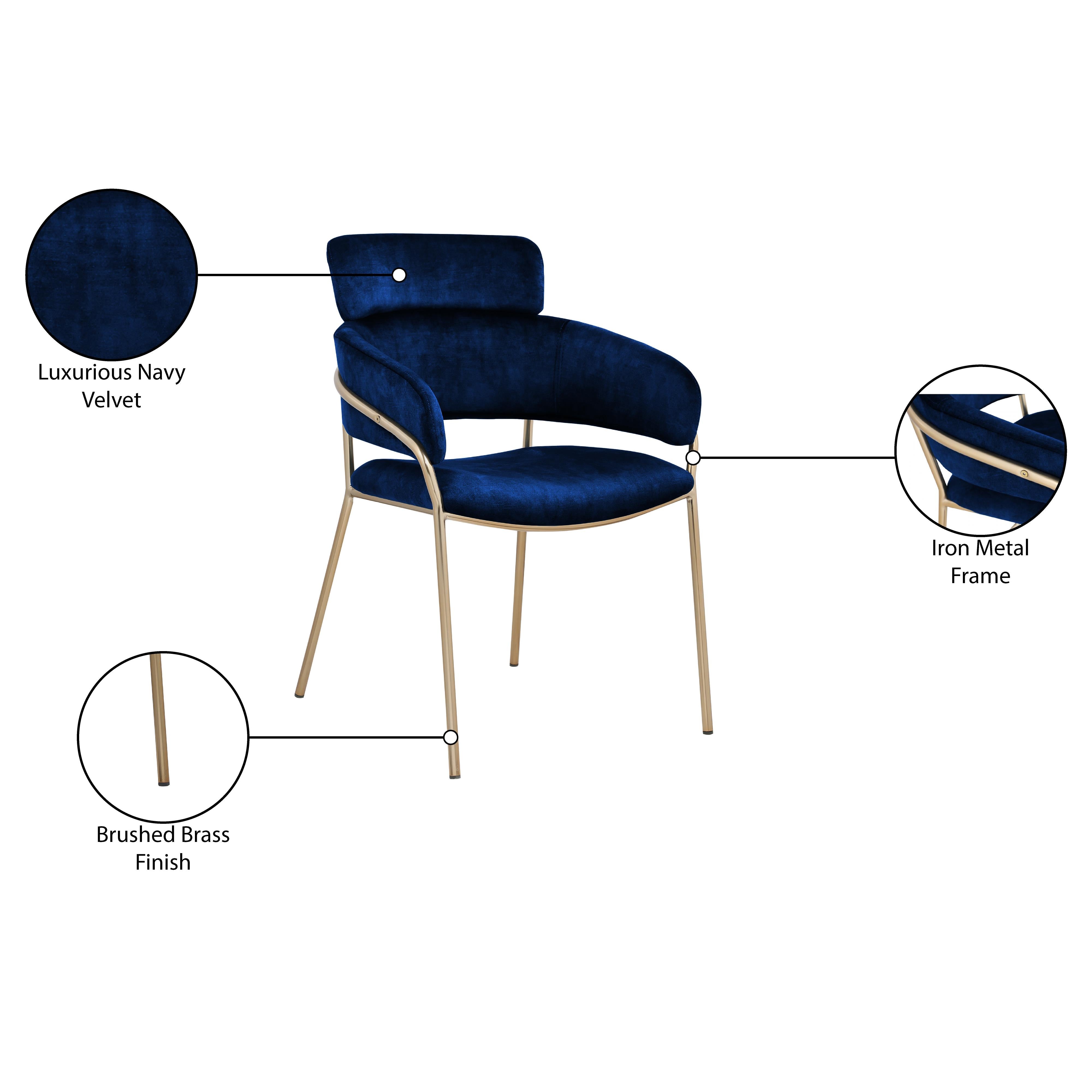 Meridian Yara Navy Velvet Dining Chair